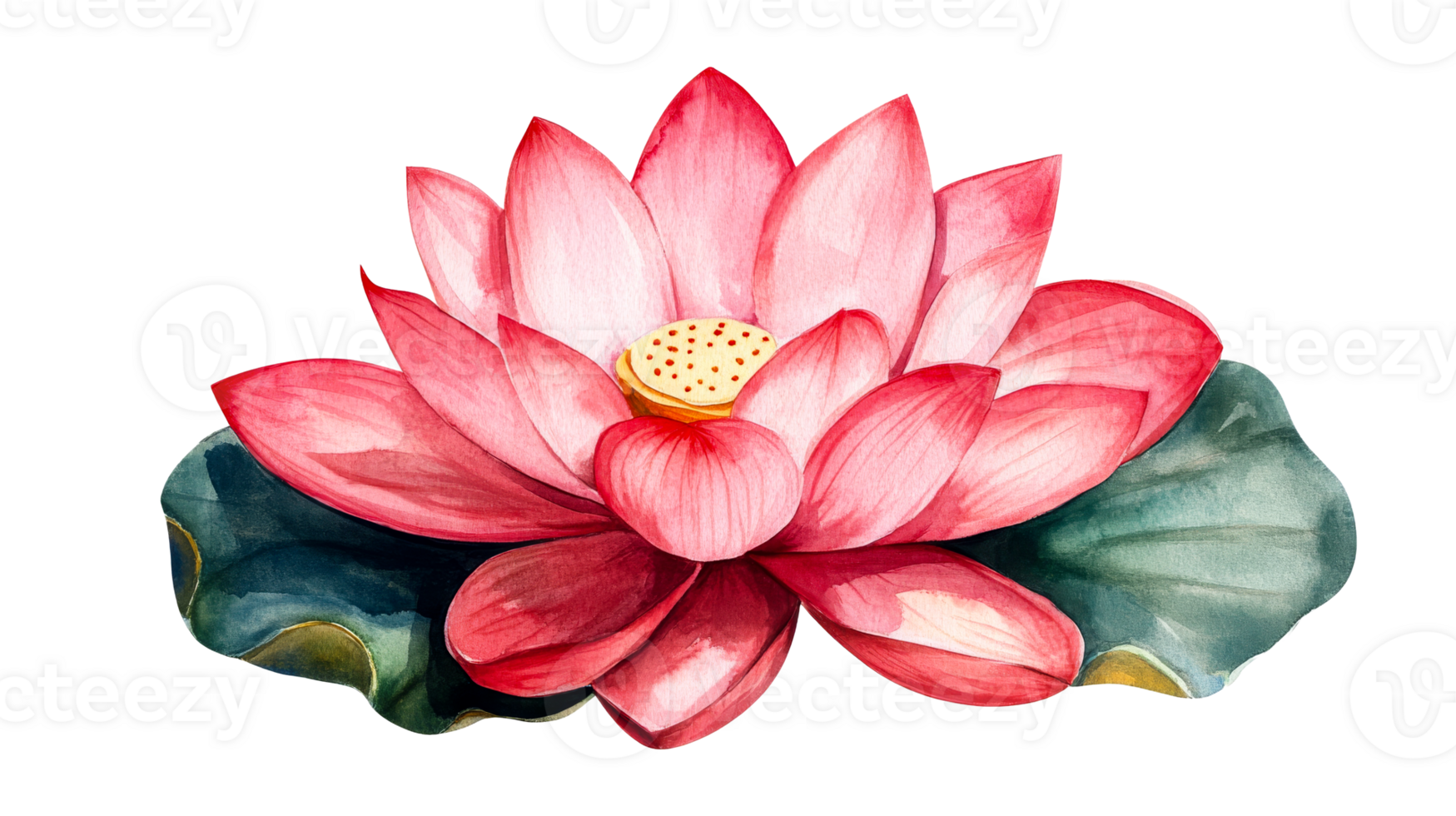 Watercolor Illustration of Pink Lotus Flower, cut out transparent png