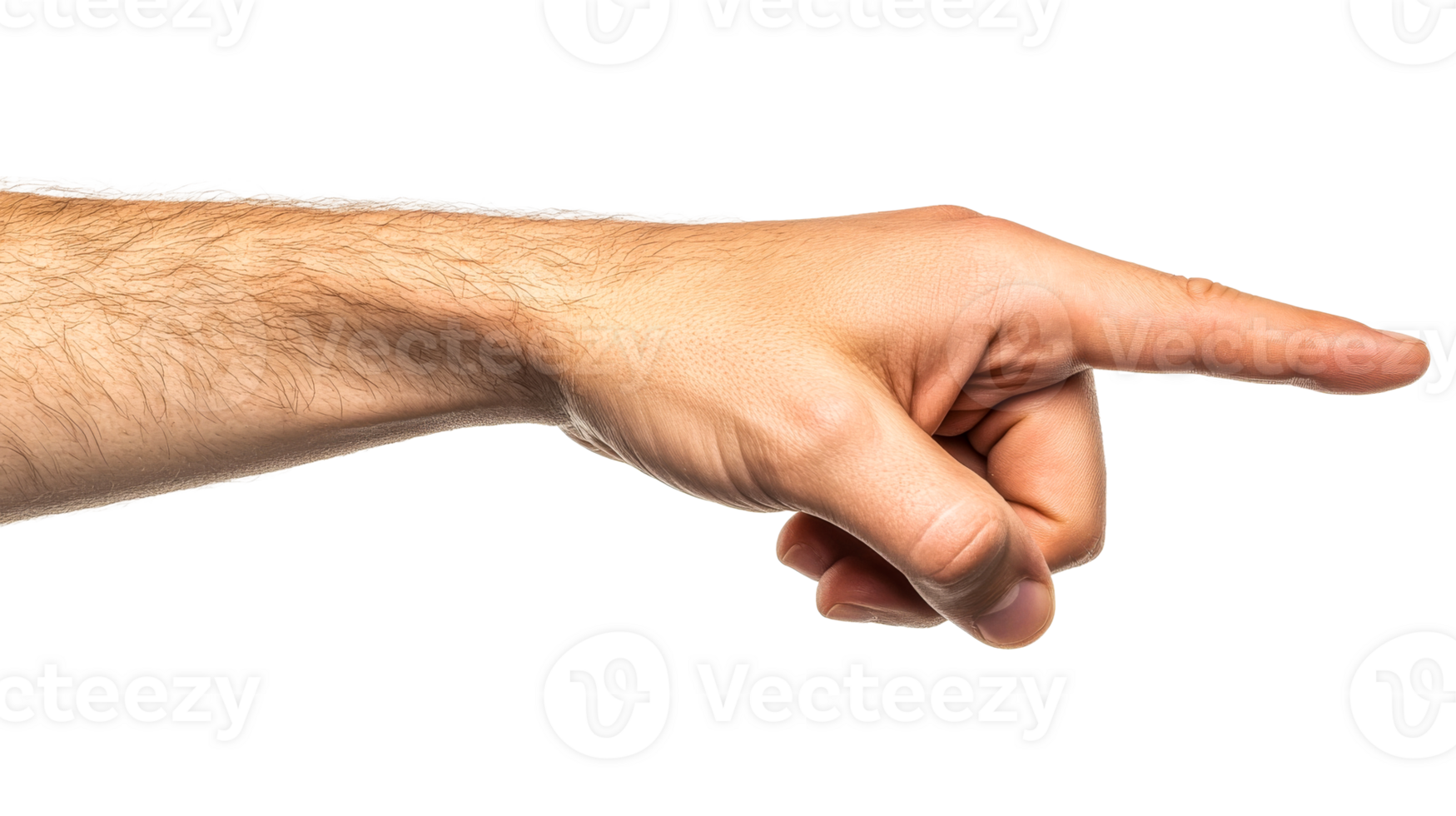 Hand gesture indicating direction on black background, cut out transparent png