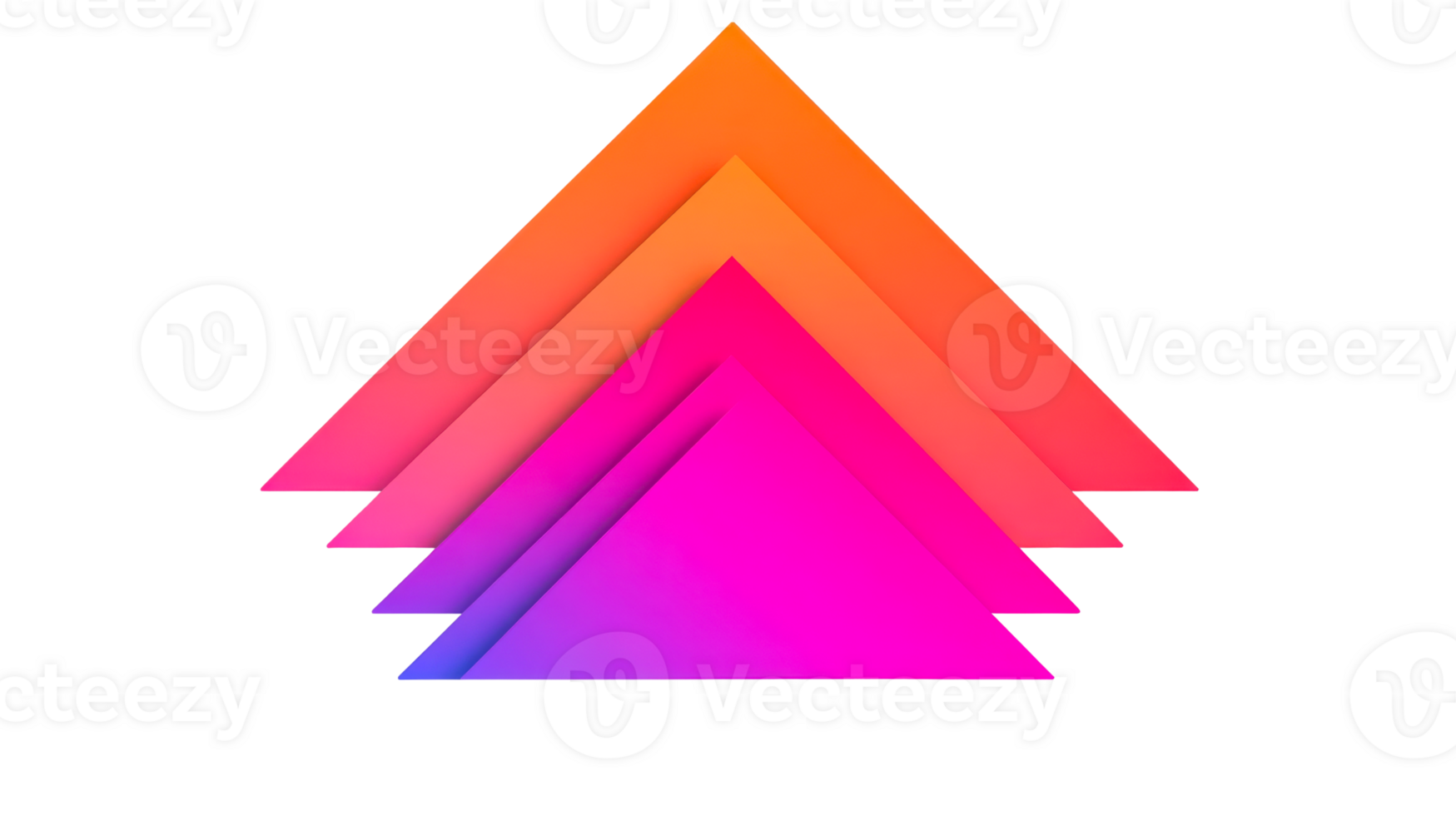 Colorful triangles stacked in an arrow formation, cut out transparent png