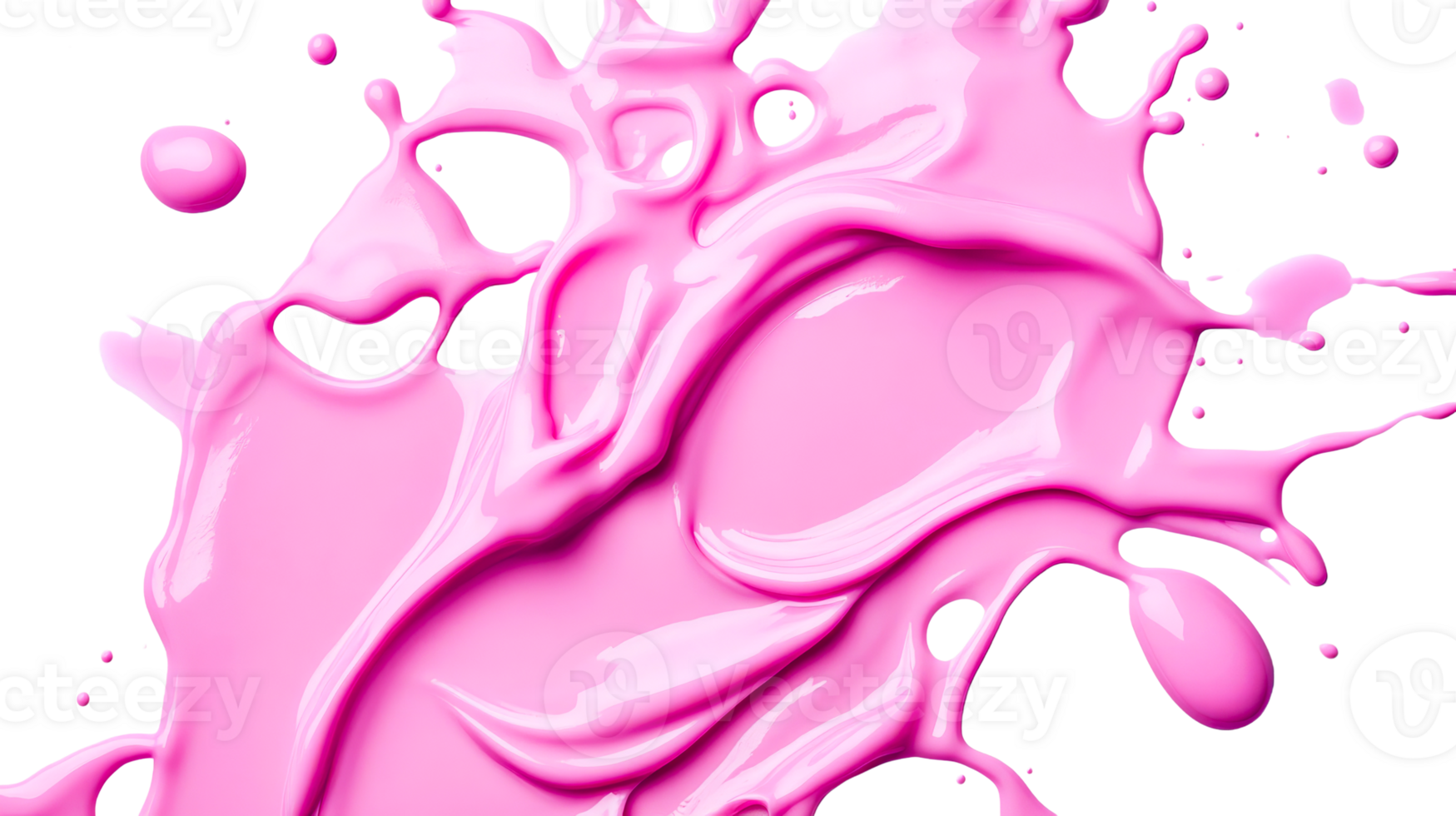 Pink paint splashing, abstract design and texture, cut out transparent png