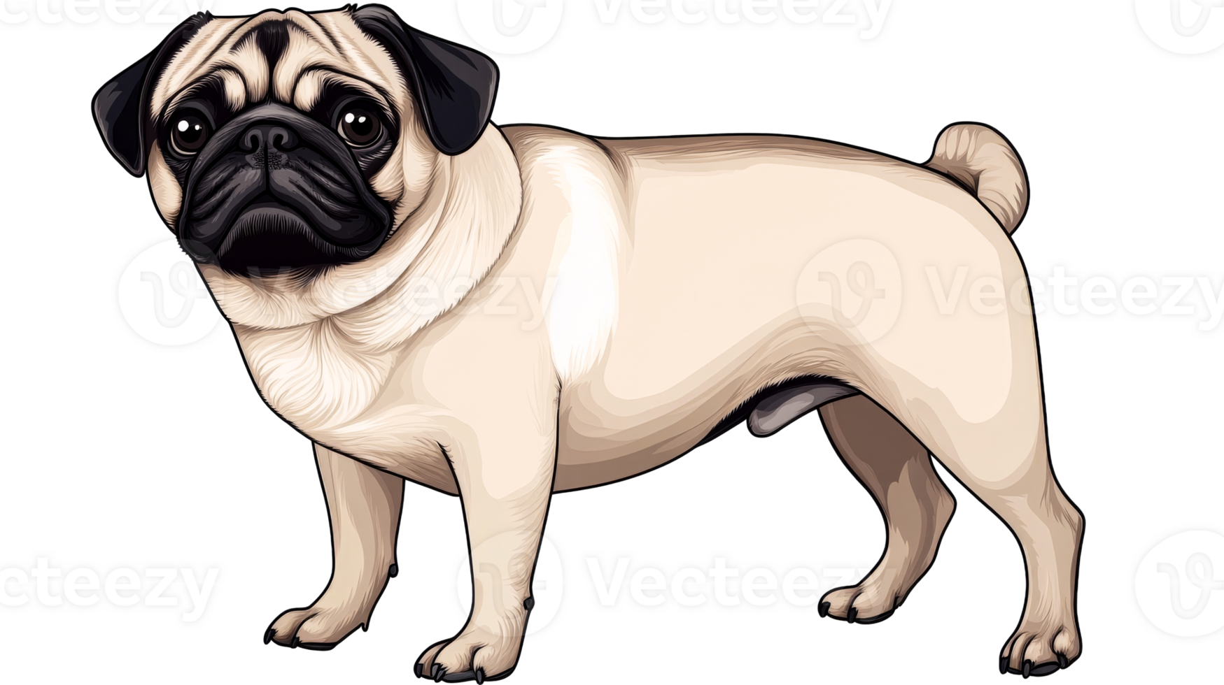 Pug dog, purebred puppy animal portrait, pet canine, , cut out transparent png