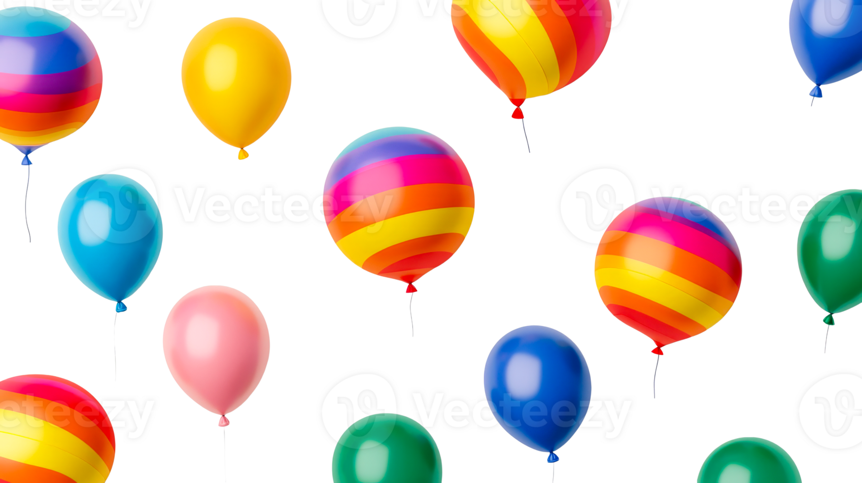 Colorful balloons party background, festive celebration decorations, cut out transparent png