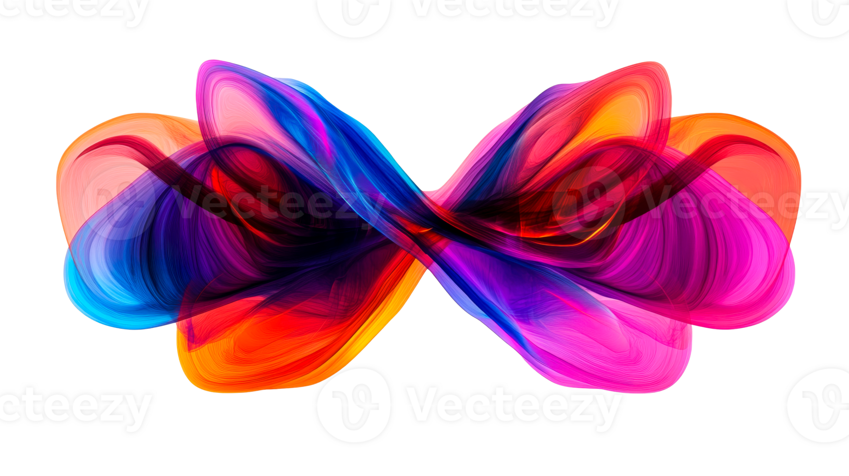 Abstract colorful smooth brushstrokes, swirls, waves pattern, cut out transparent png