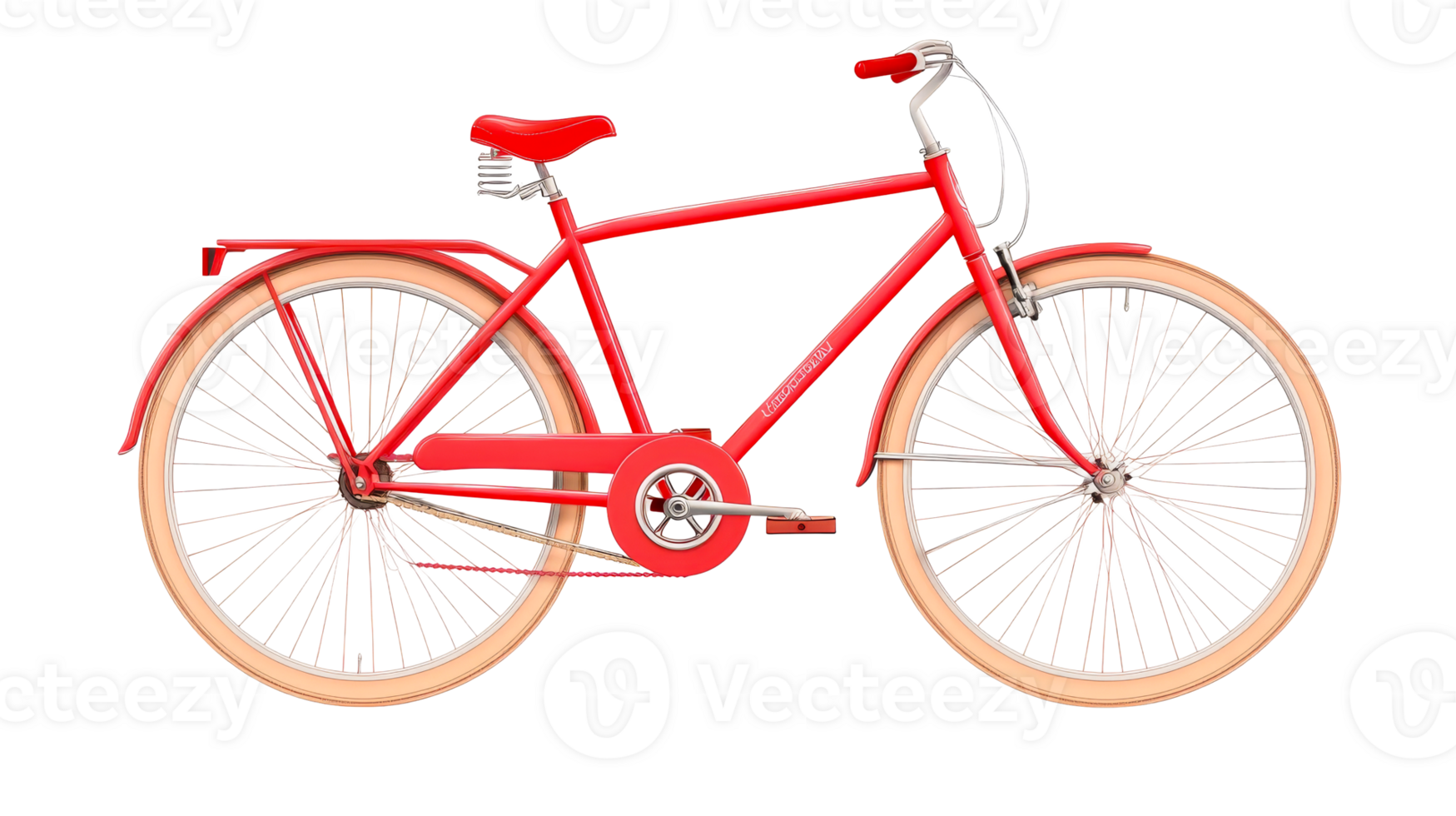 Red Bicycle Vintage Style With White Spokes, Wheels, Transport, cut out transparent png