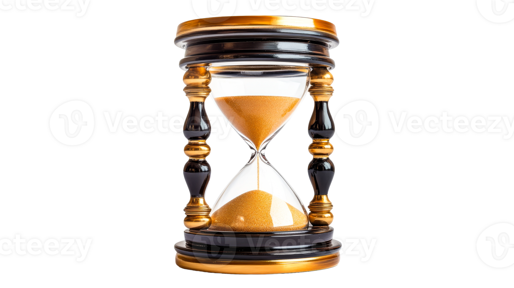 Elegant golden and black hourglass on a clear background png