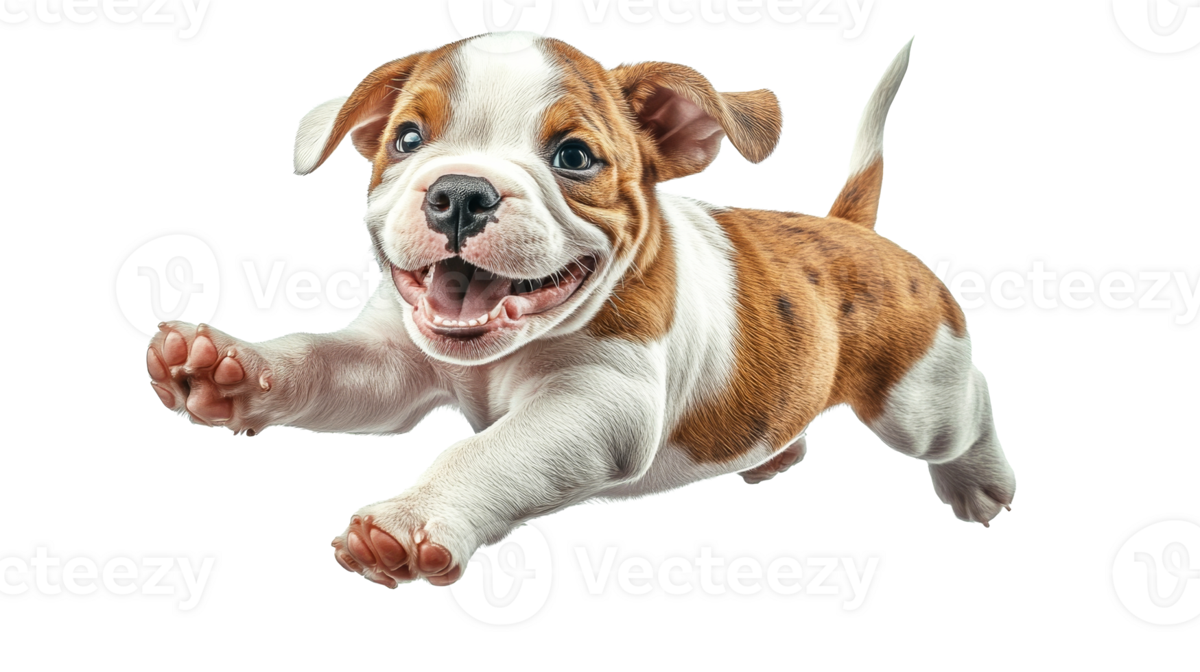 Playful puppy jumping with joy and enthusiasm in bright colors png
