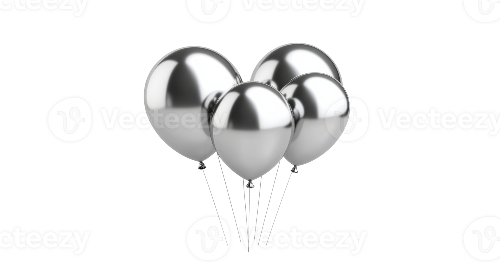 Silver balloons floating in a celebration atmosphere at a party png