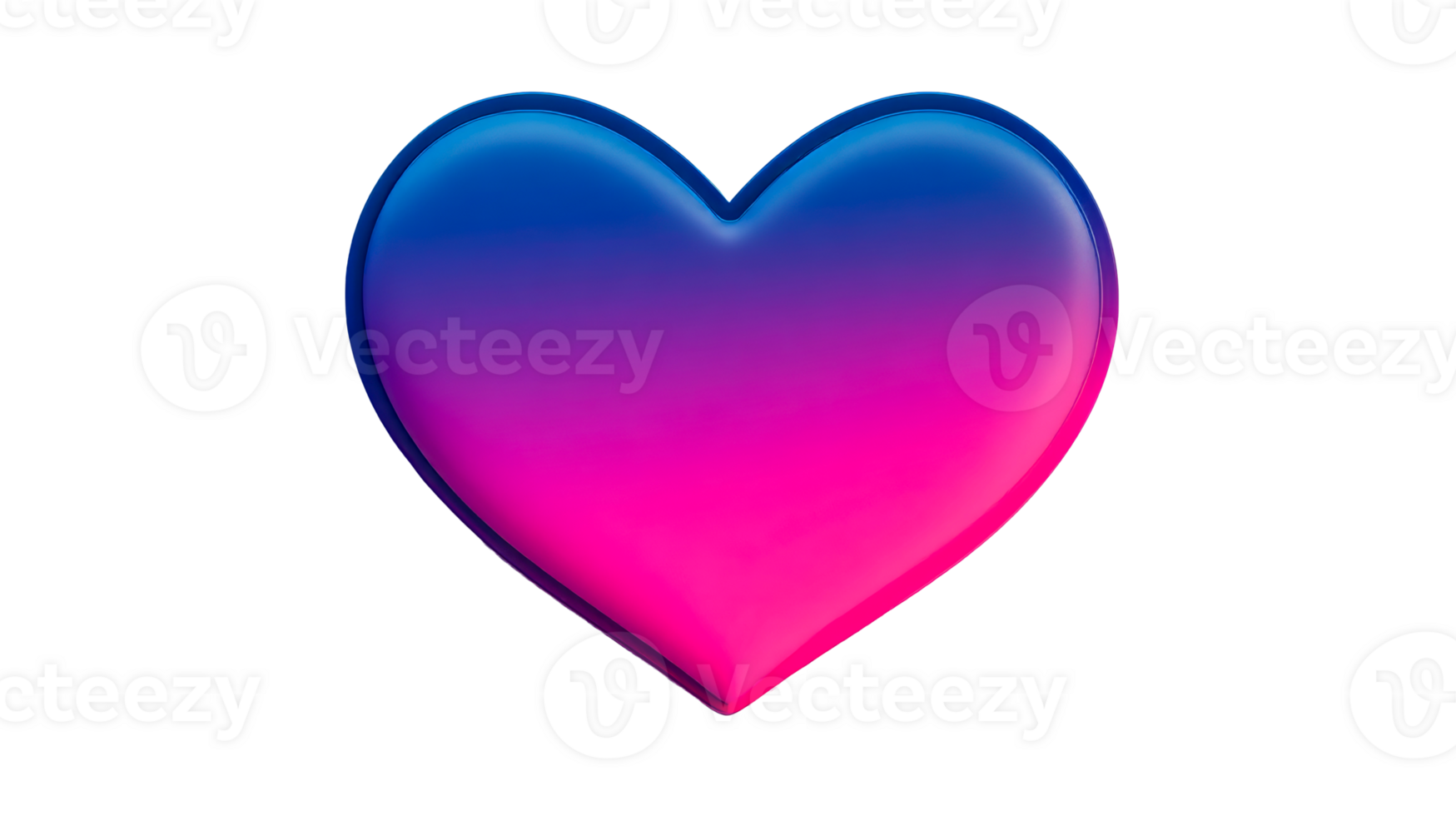 Blue to pink gradient heart on a transparent background png