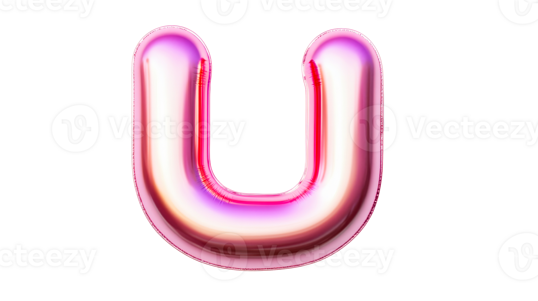 Colorful pink and purple balloon letter U on transparent background png