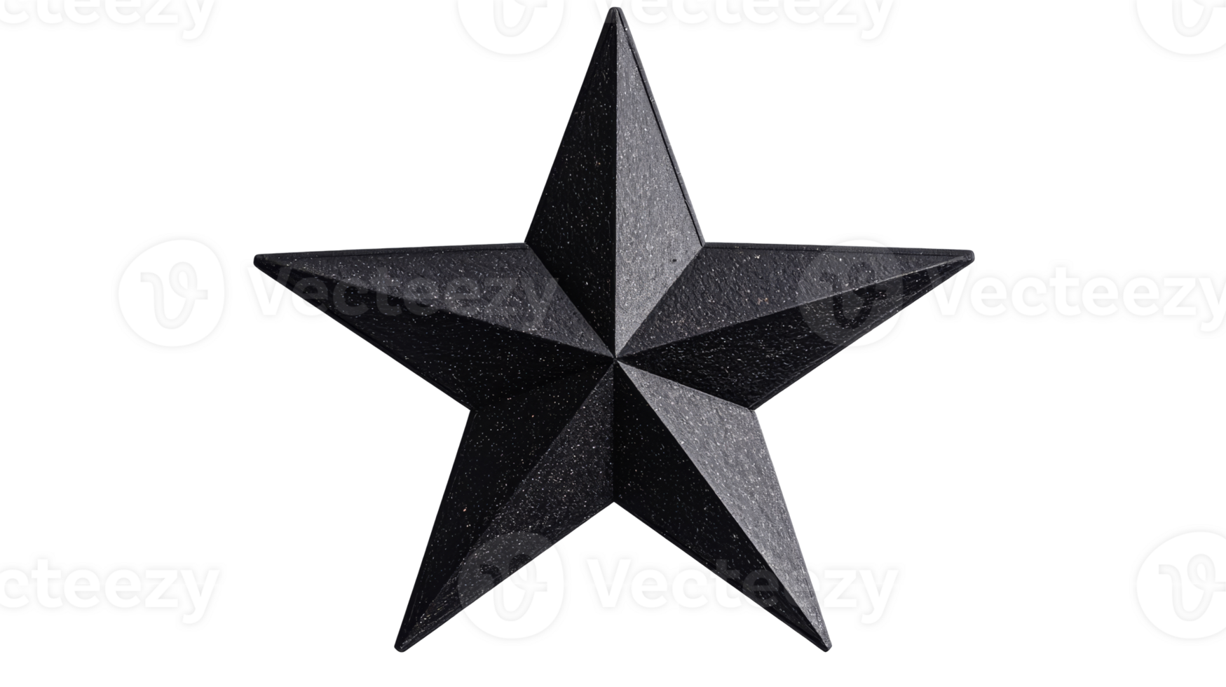 Black star shape with sharp edges and a textured surface png
