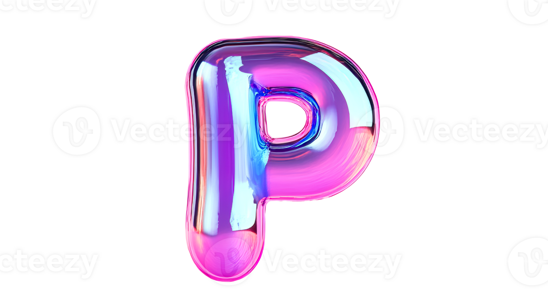 Colorful three dimensional letter P design with a shiny finish png