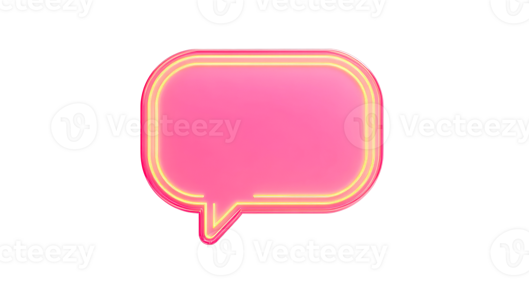 Bright neon speech bubble in pink with glowing outline png