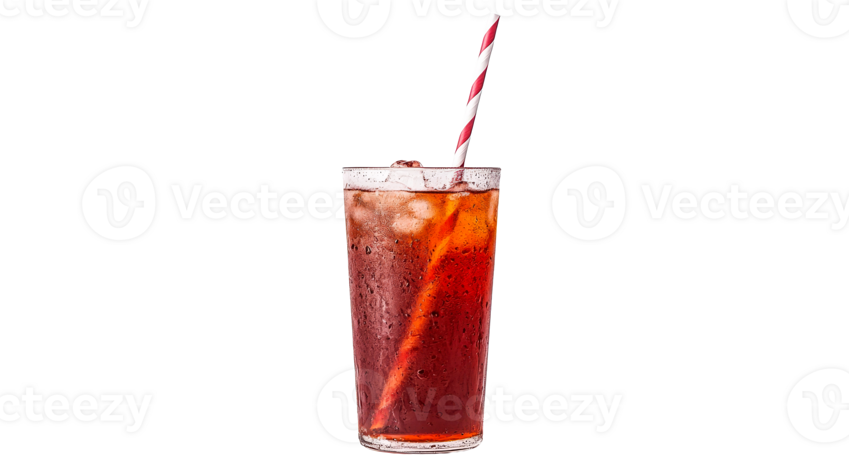 Refreshing iced tea beverage in a tall glass with straw png