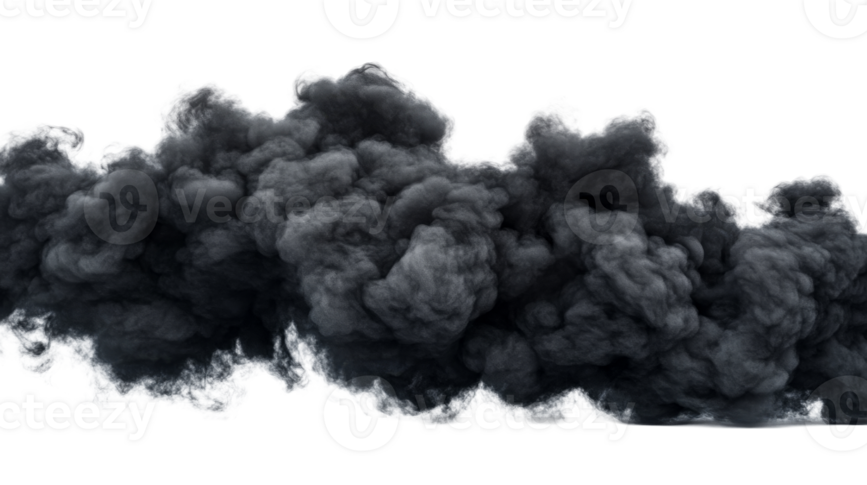 Dark smoke, detailed cloud shape, black and gray, cut out transparent png
