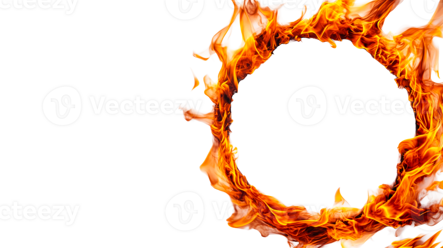 Fiery circle in a blazing flame effect, cut out transparent png