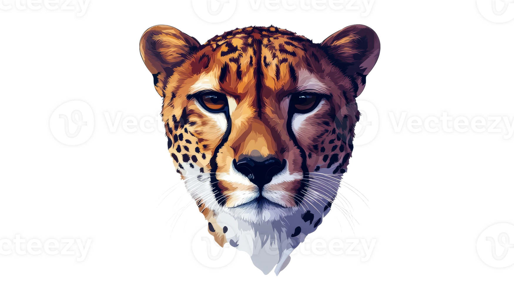 Majestic Cheetah Portrait with Detailed Fur, Cut Out Transparent png
