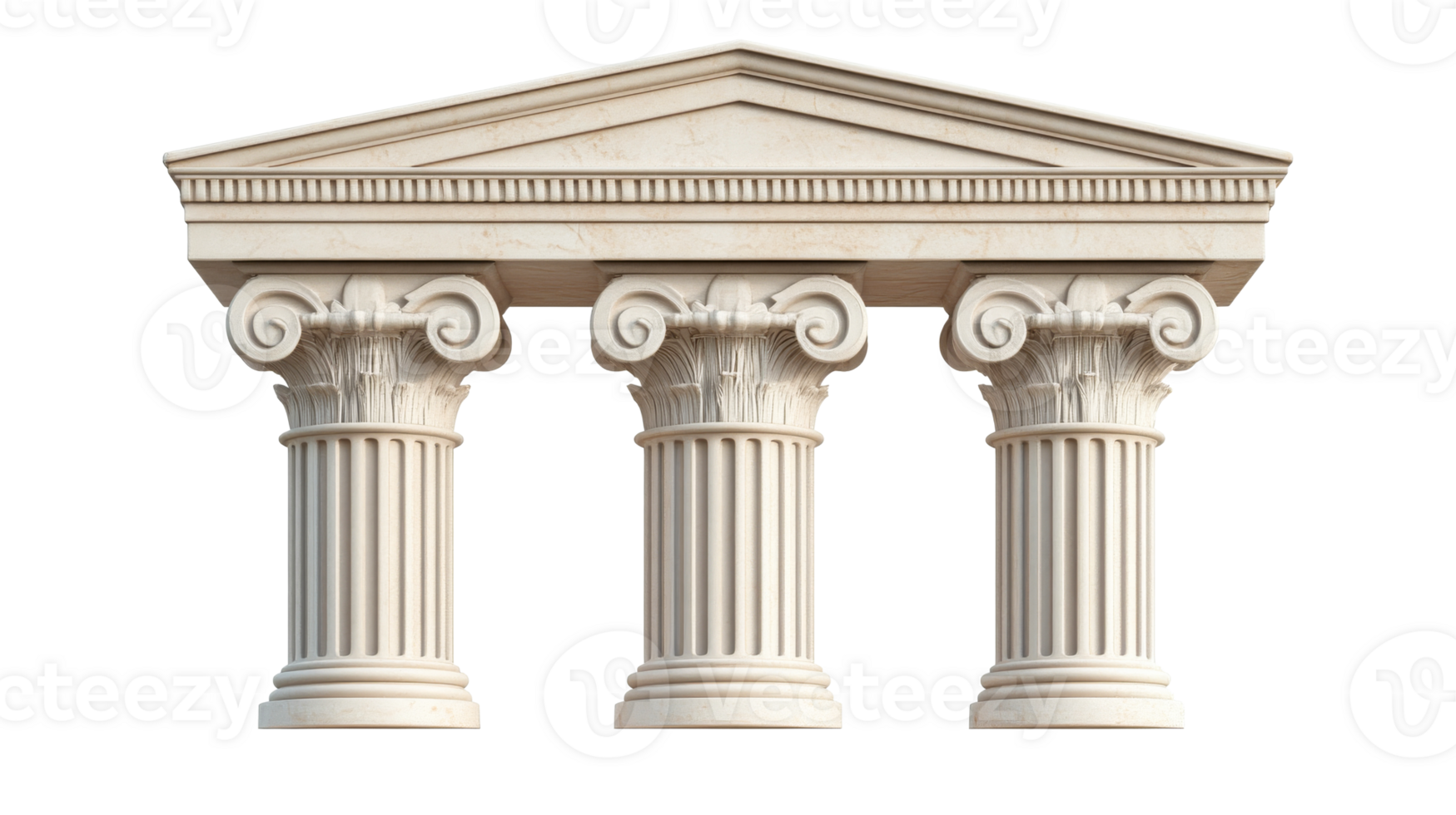 Greek column structure, antique architecture, isolated on black, cut out transparent png