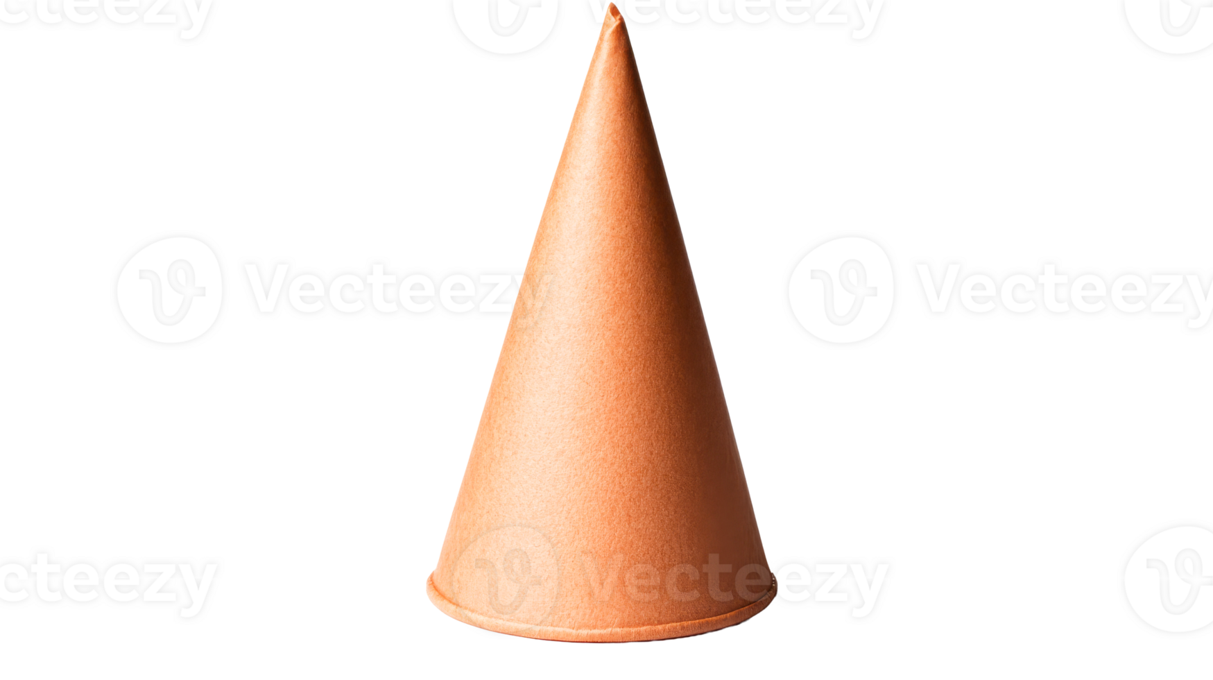 Paper cone shaped cup with grainy texture, cut out transparent png