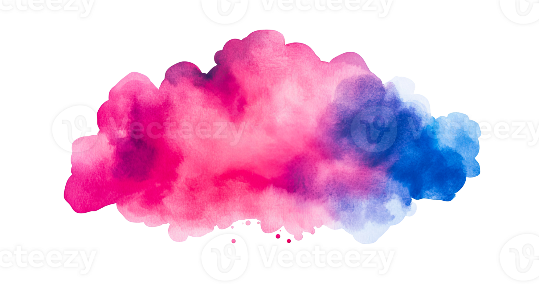 Abstract watercolor cloud with pink and blue gradient, cut out transparent png