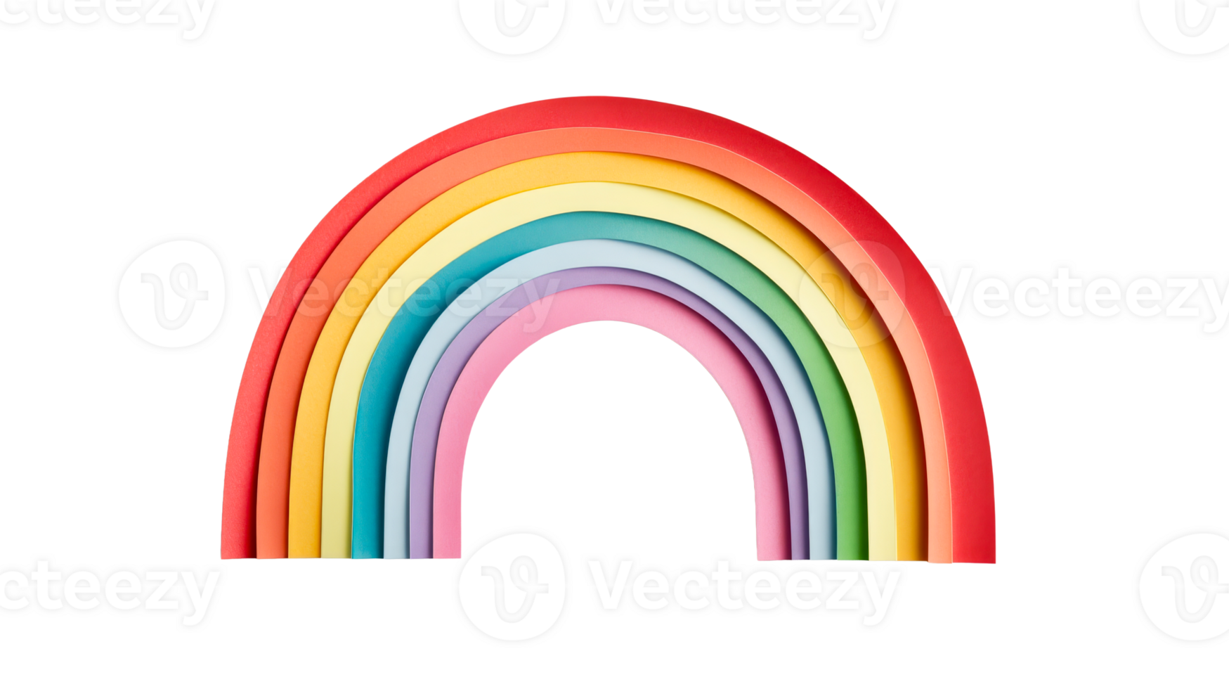 Rainbow colors with different colored arches on black background, cut out transparent png