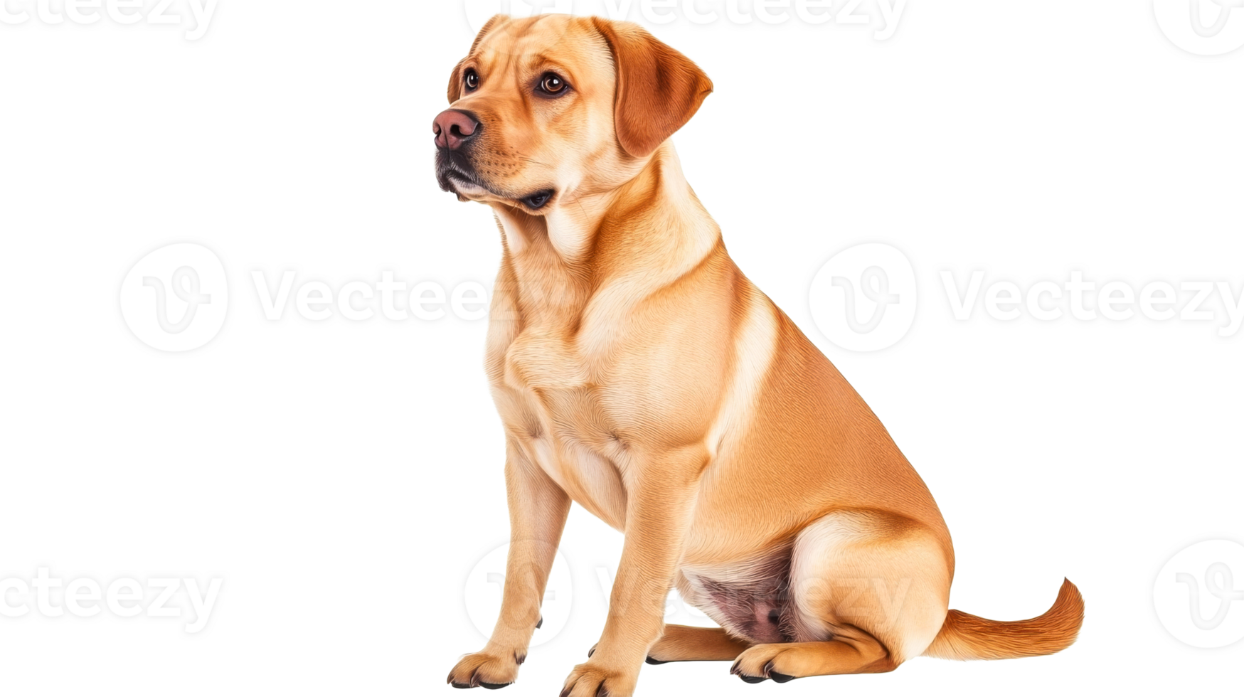 Elegant labrador retriever posing, isolated against black, cut out transparent png