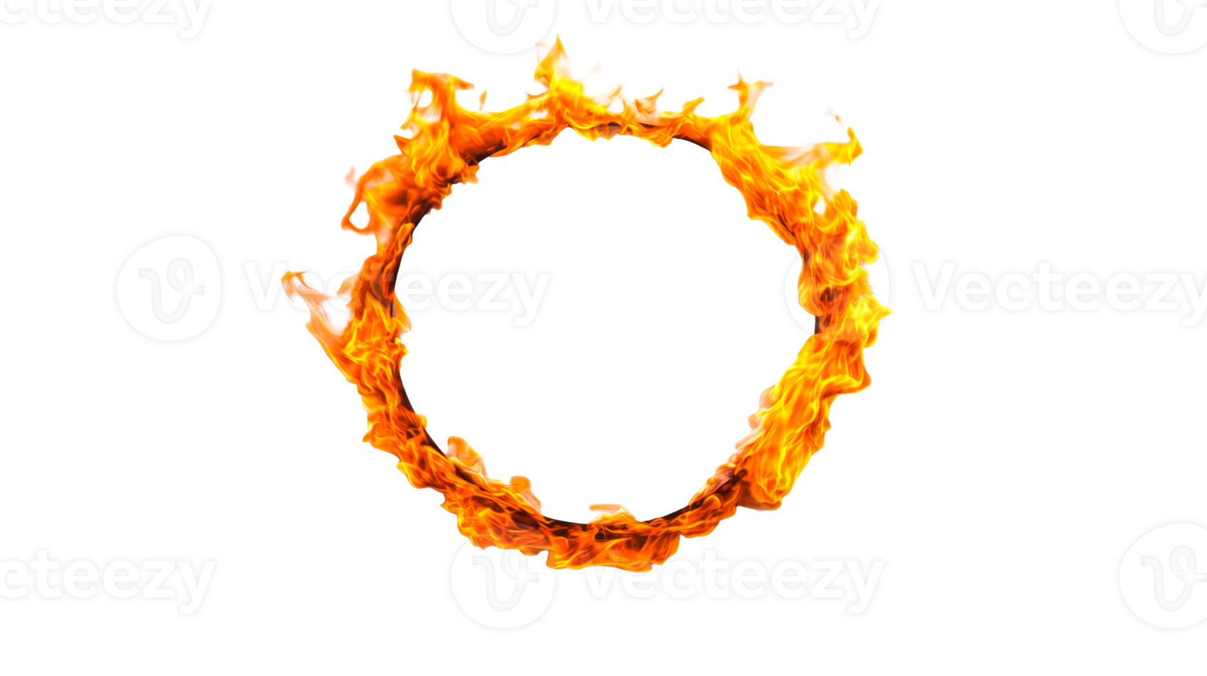 Fiery Ring Isolated Design Element on Black Backdrop, cut out transparent png