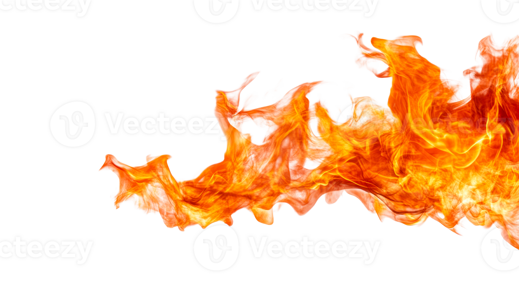 Vivid orange flames and intense heat abstract design , cut out transparent png