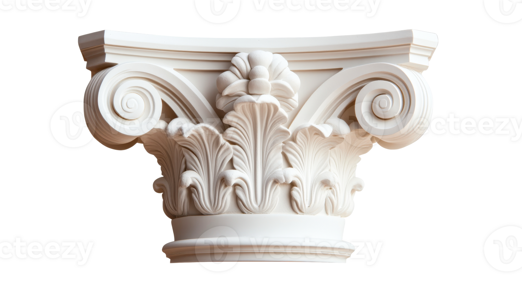 Capital of a Column, architectural detail of structure, cut out transparent png