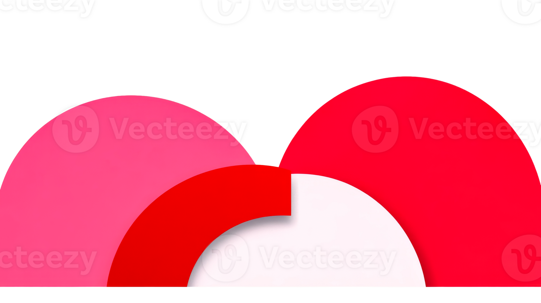 Abstract overlapping shapes design in red and pink, cut out transparent png