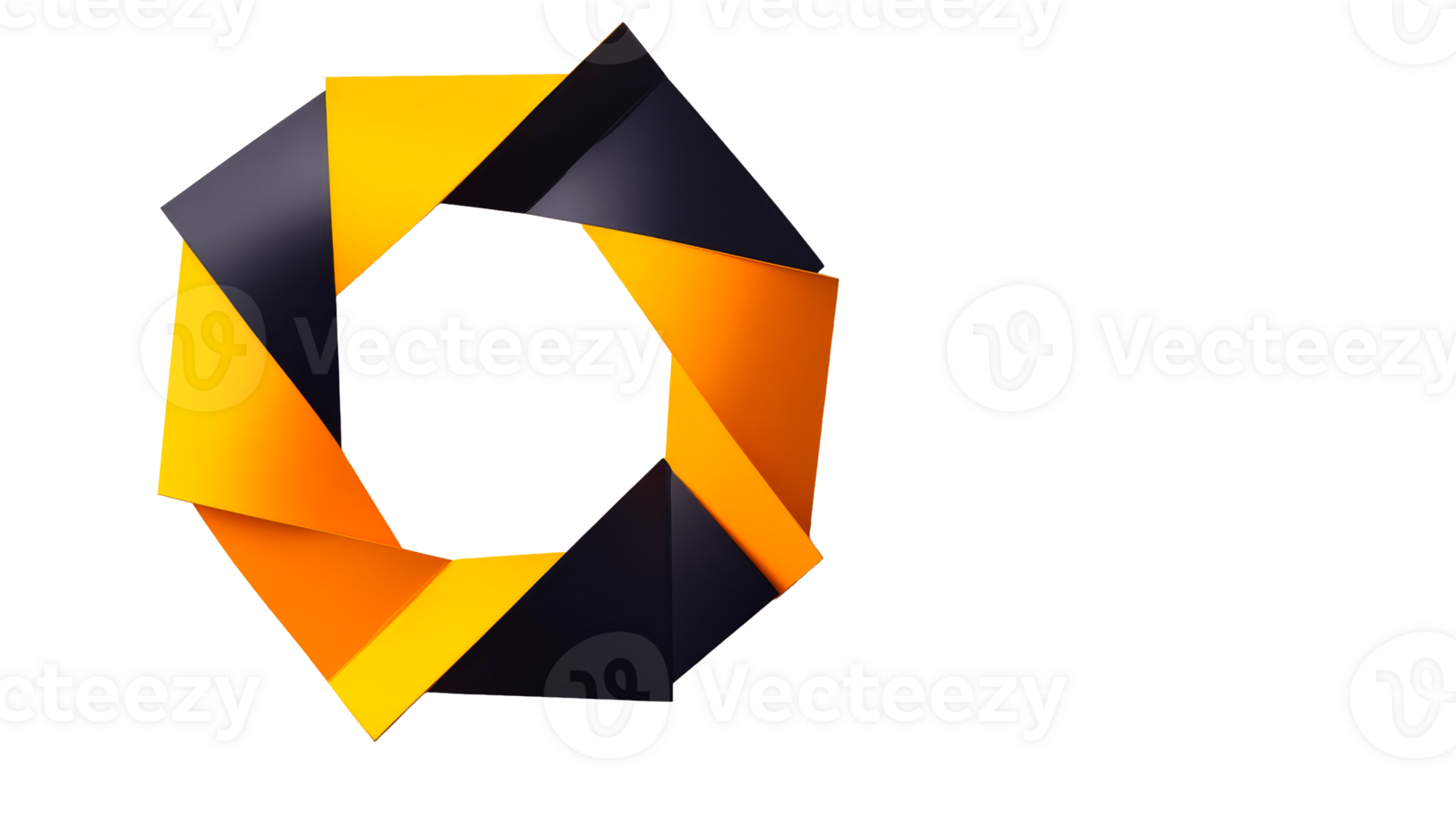 Geometric shapes in yellow and black, cut out transparent png