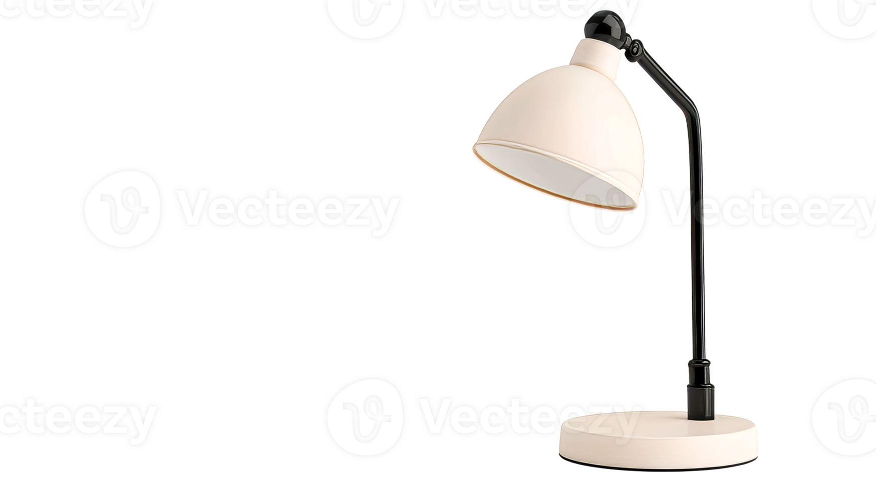 Table Lamp, Desk Light, Black Stand, Beige Shade, Cut Out Transparent png