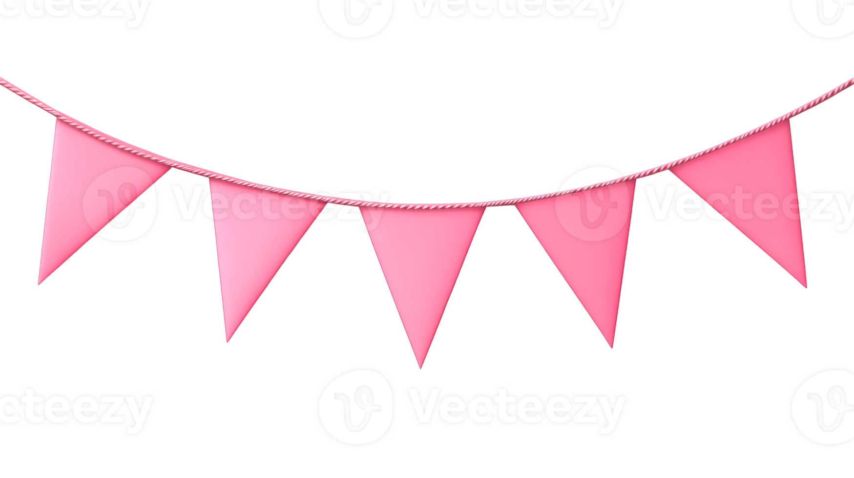 Holiday garland with pink flags on a string, celebration, cut out transparent png