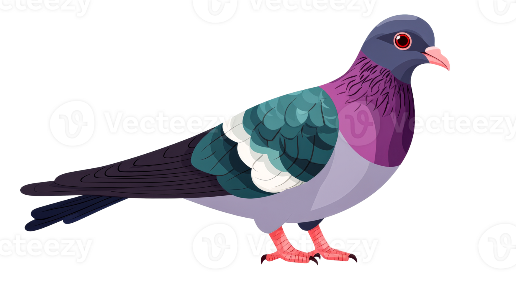 Pigeon illustration, colorful bird, avian species, fauna, cut out transparent png