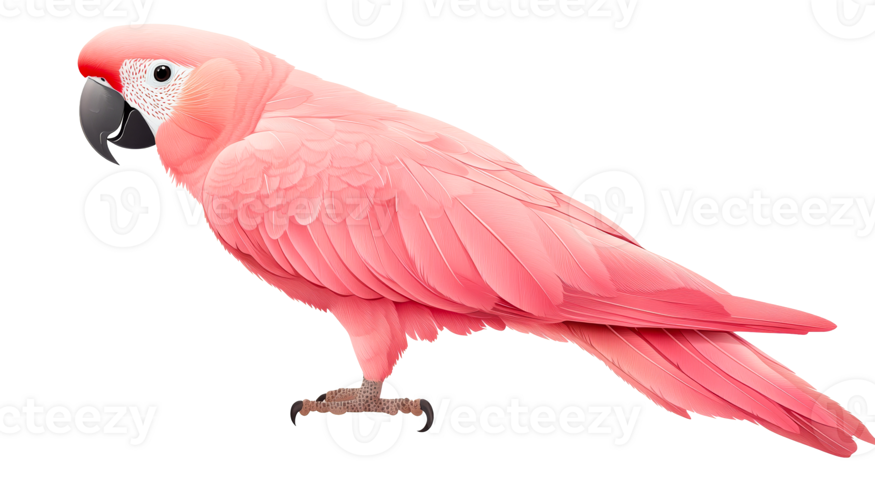 Pink macaw parrot with vibrant feathers, exotic bird, tropical avian, cut out transparent png