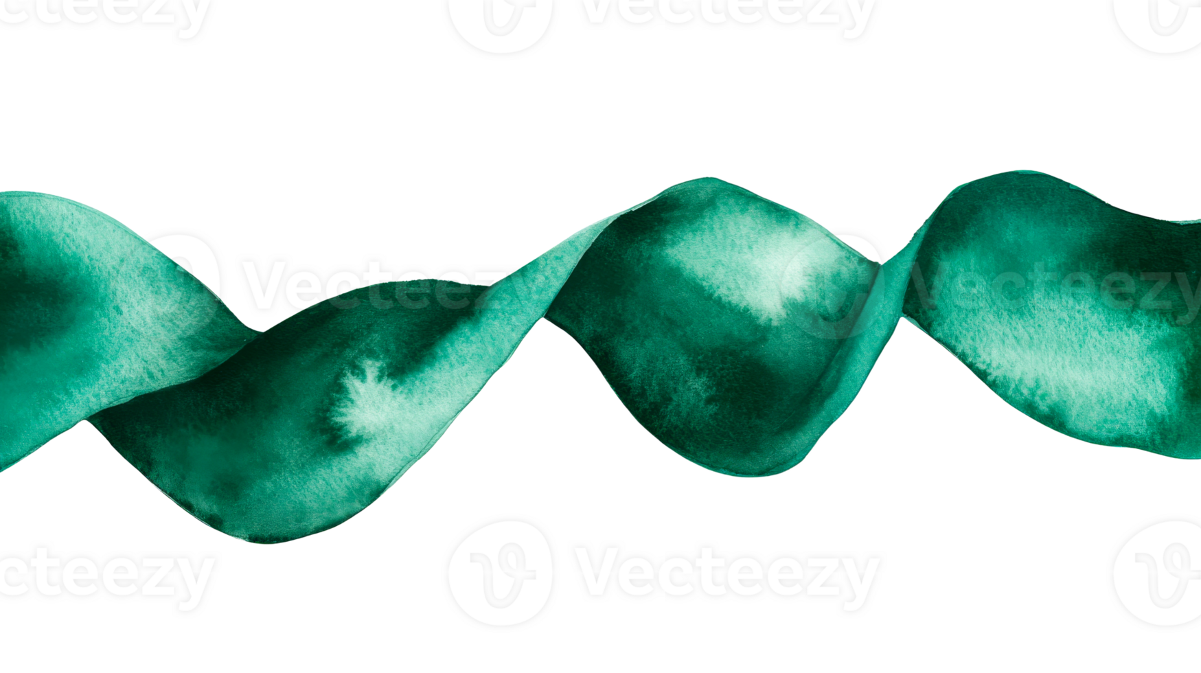 Turquoise ribbon, abstract watercolor element design , cut out transparent png