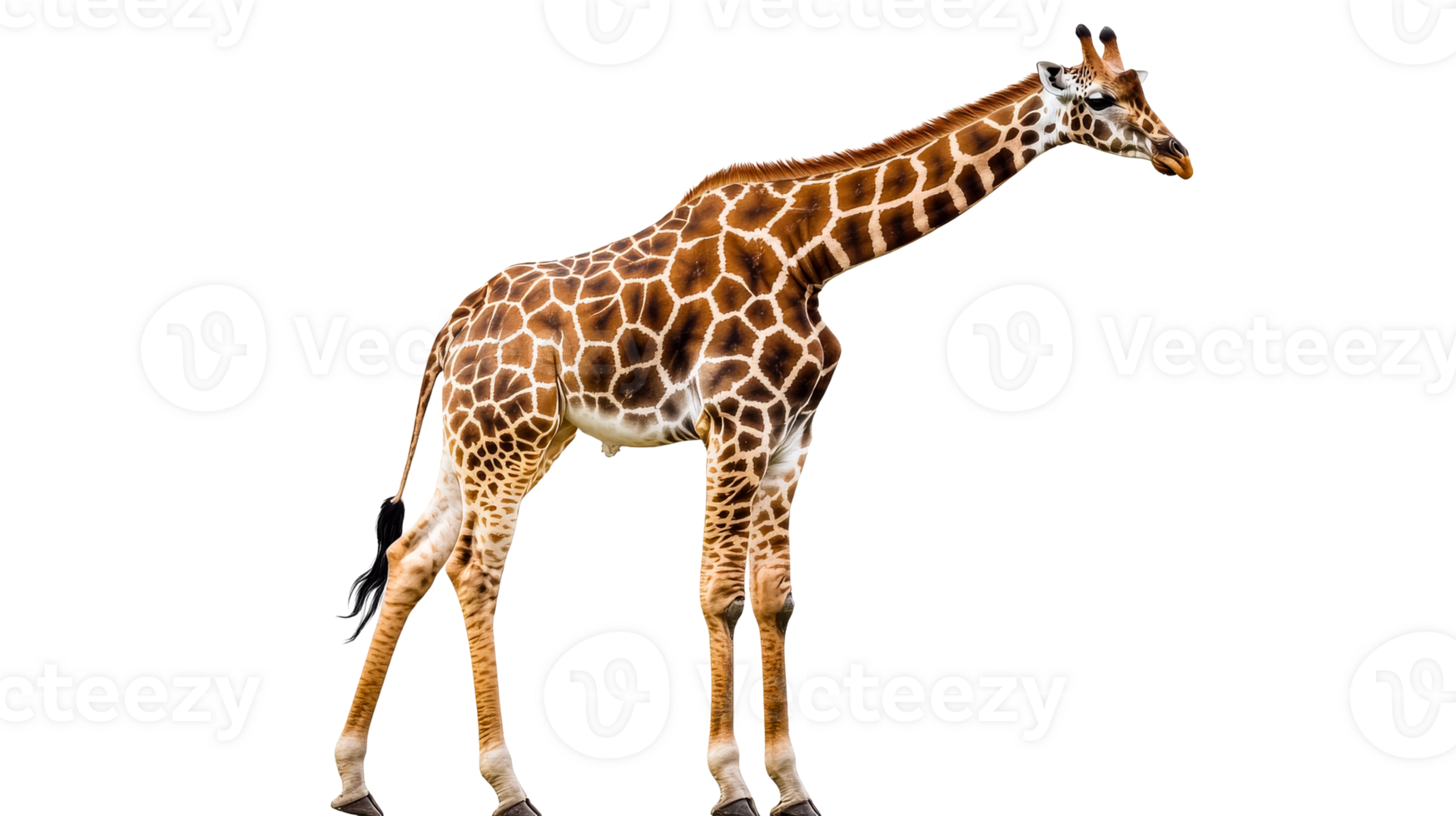 Giraffe isolated, wildlife isolated, mammal illustration, cut out transparent png