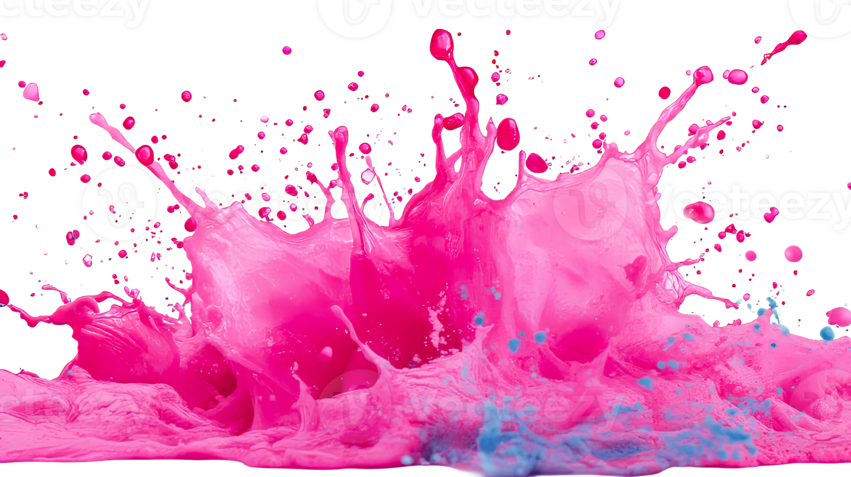 Pink Paint Splashing and Droplets Isolated, cut out transparent png