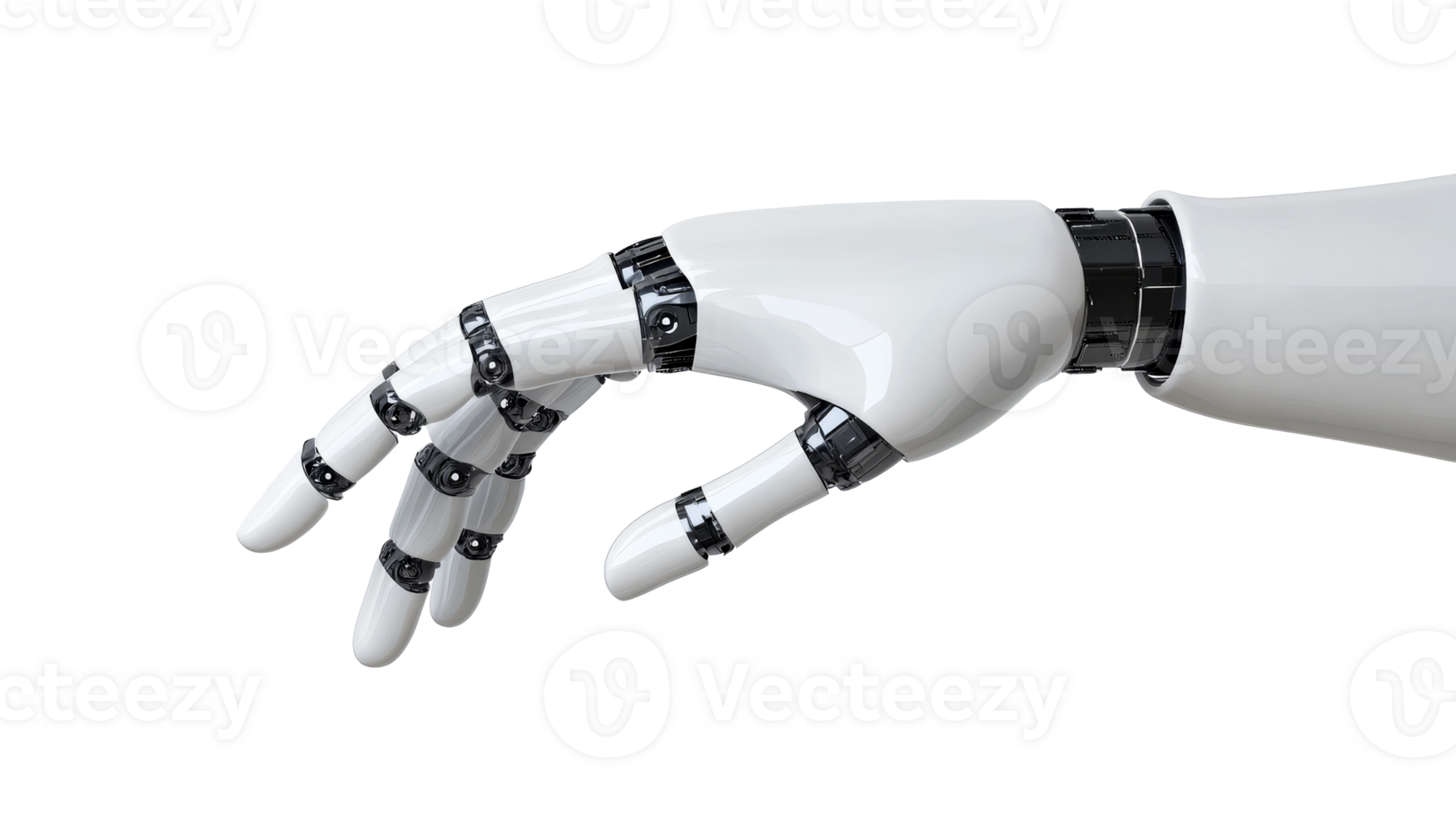 Robot hand reaching, artificial intelligence, futuristic design, robotics, cut out transparent png