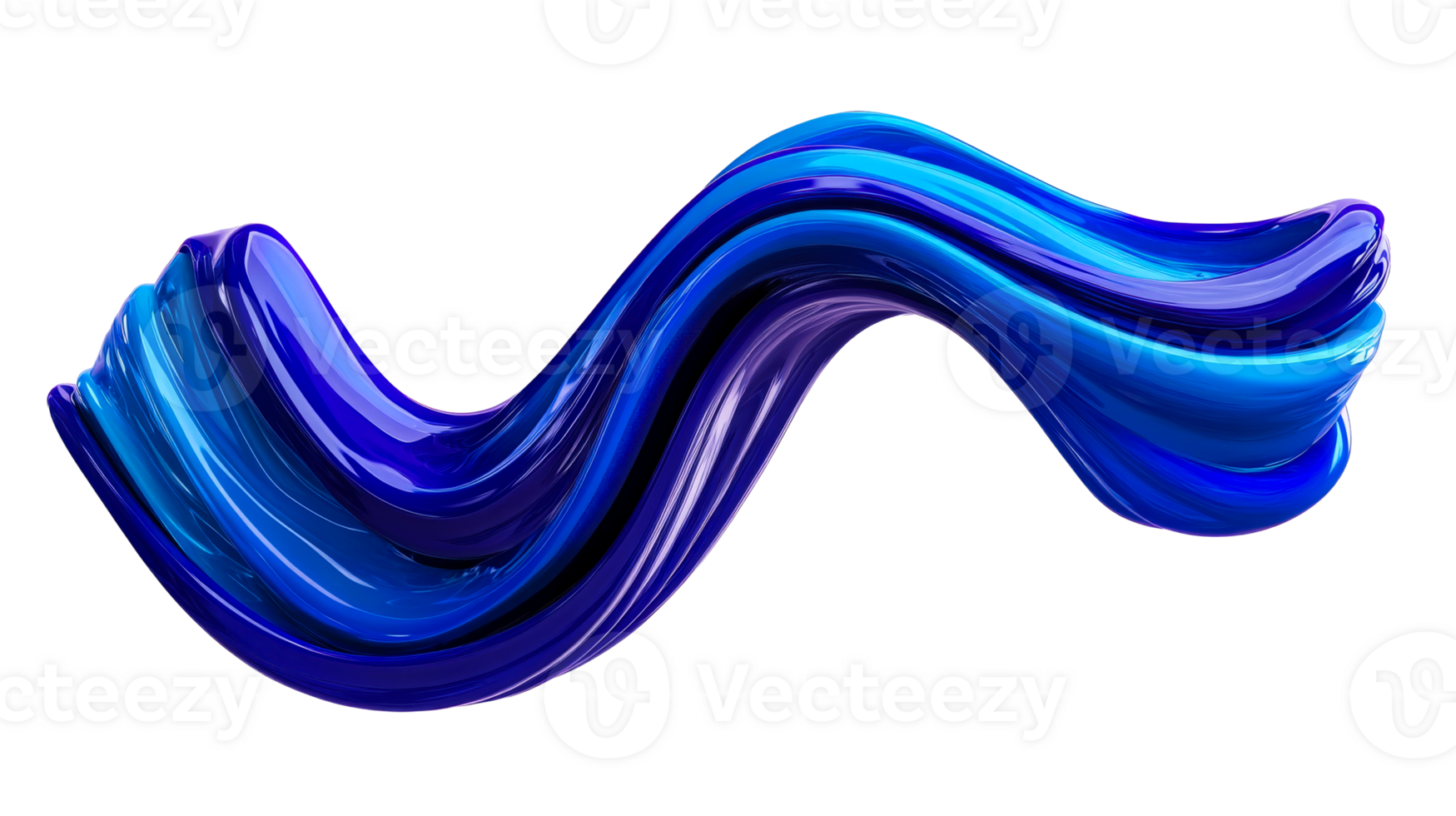 Fluid Blue Ribbon, Abstract Swirl Shape, Curved, Cut Out Transparent png