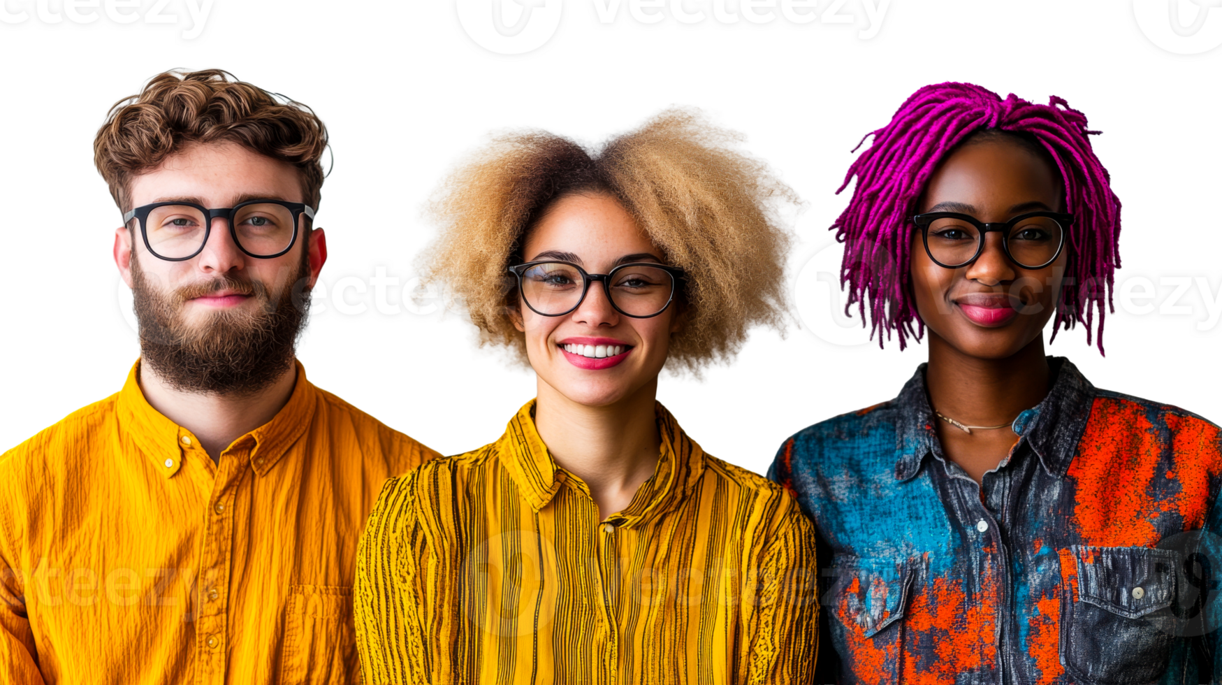 Diverse team of professionals smiling confidently, isolated, cut out transparent png