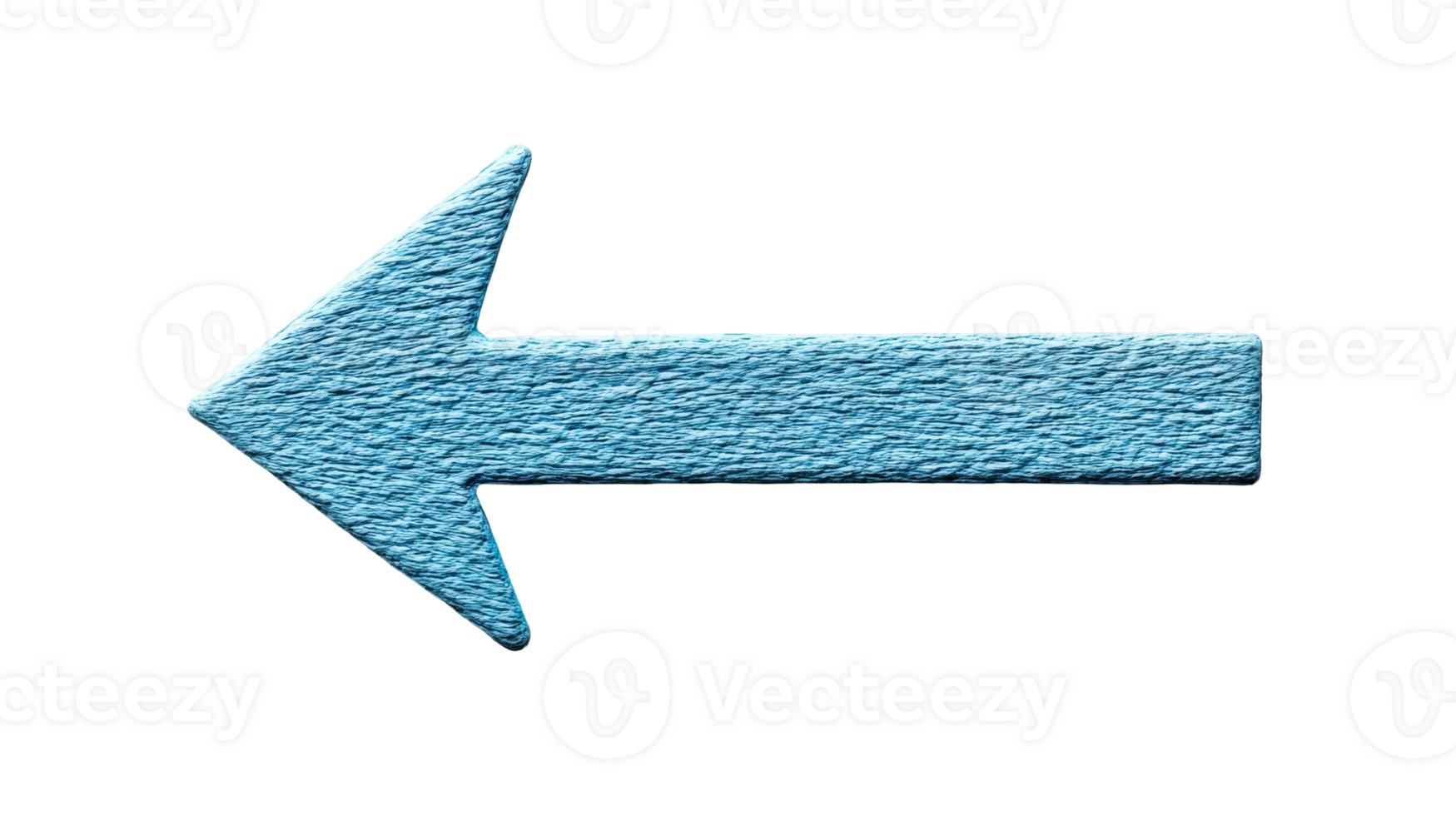 Blue textured arrow pointing left, navigation element, cut out transparent png