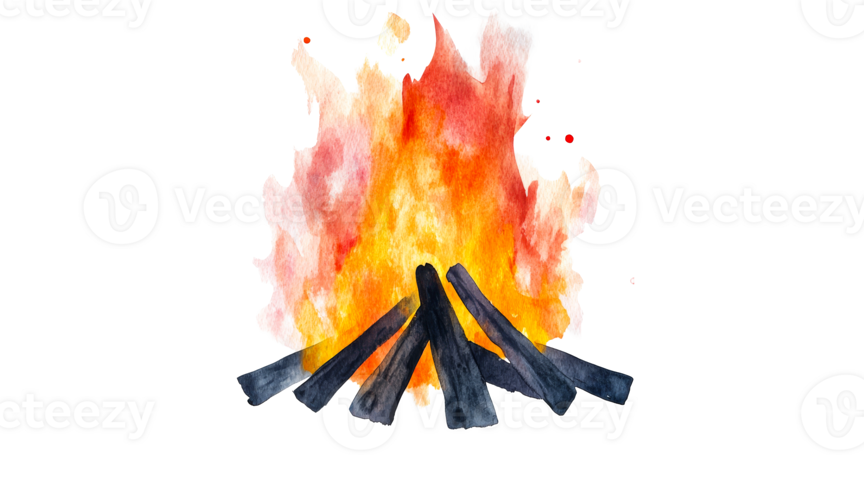 Bonfire Watercolor Painting Illustration Isolated, cut out transparent png
