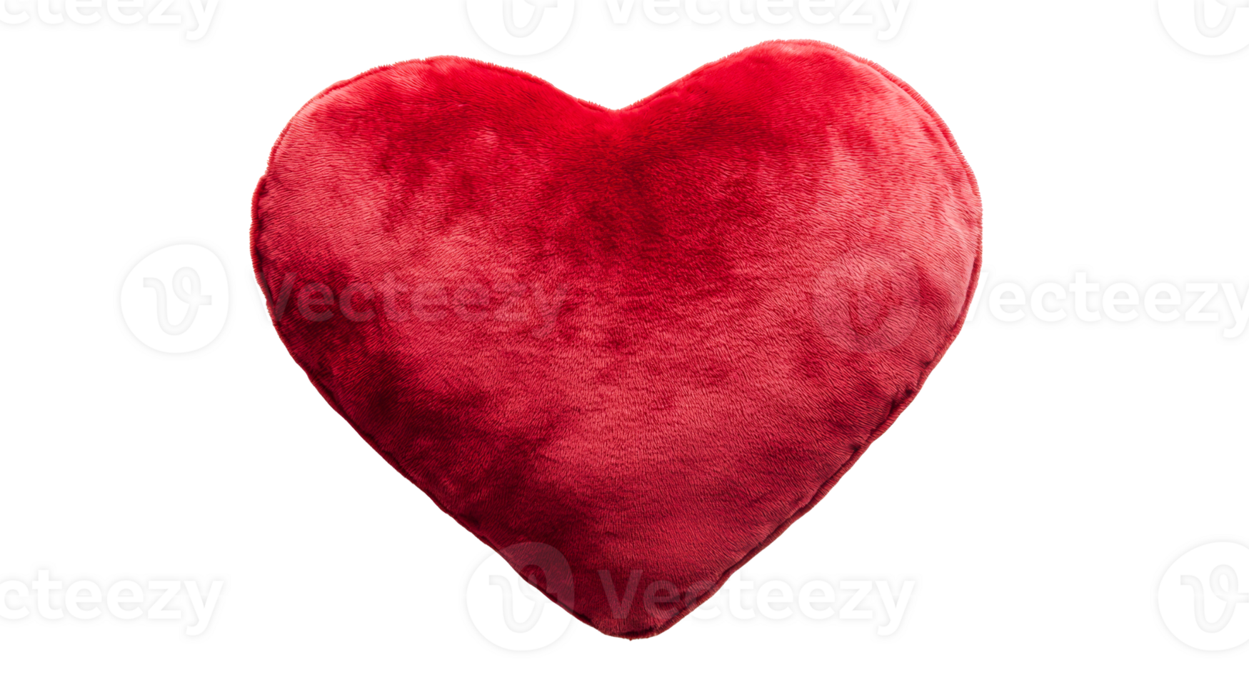 Plush red heart pillow, fluffy love symbol, cutout isolated, transparent png