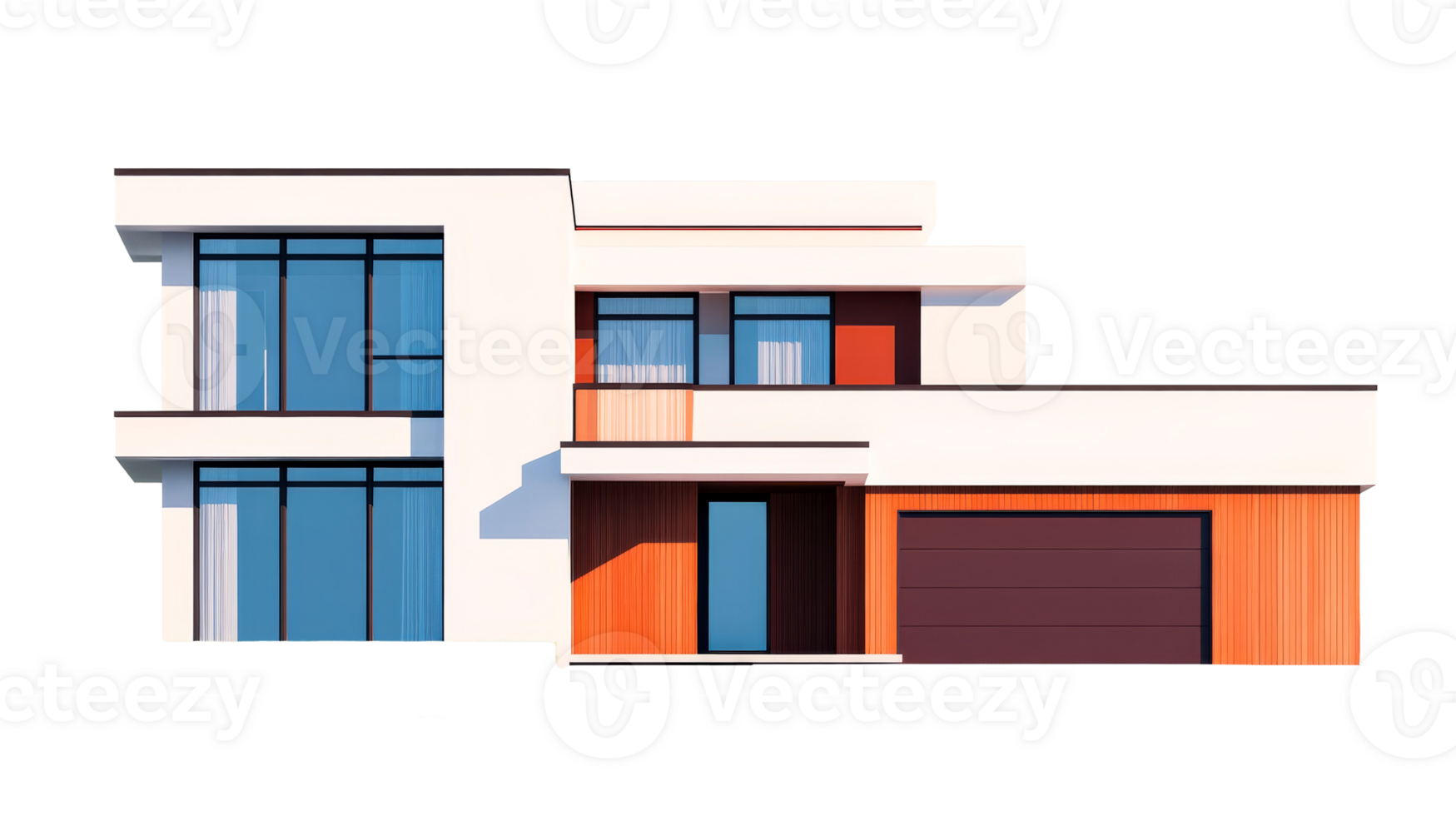 Minimalist house with sleek architectural design, cut out transparent png