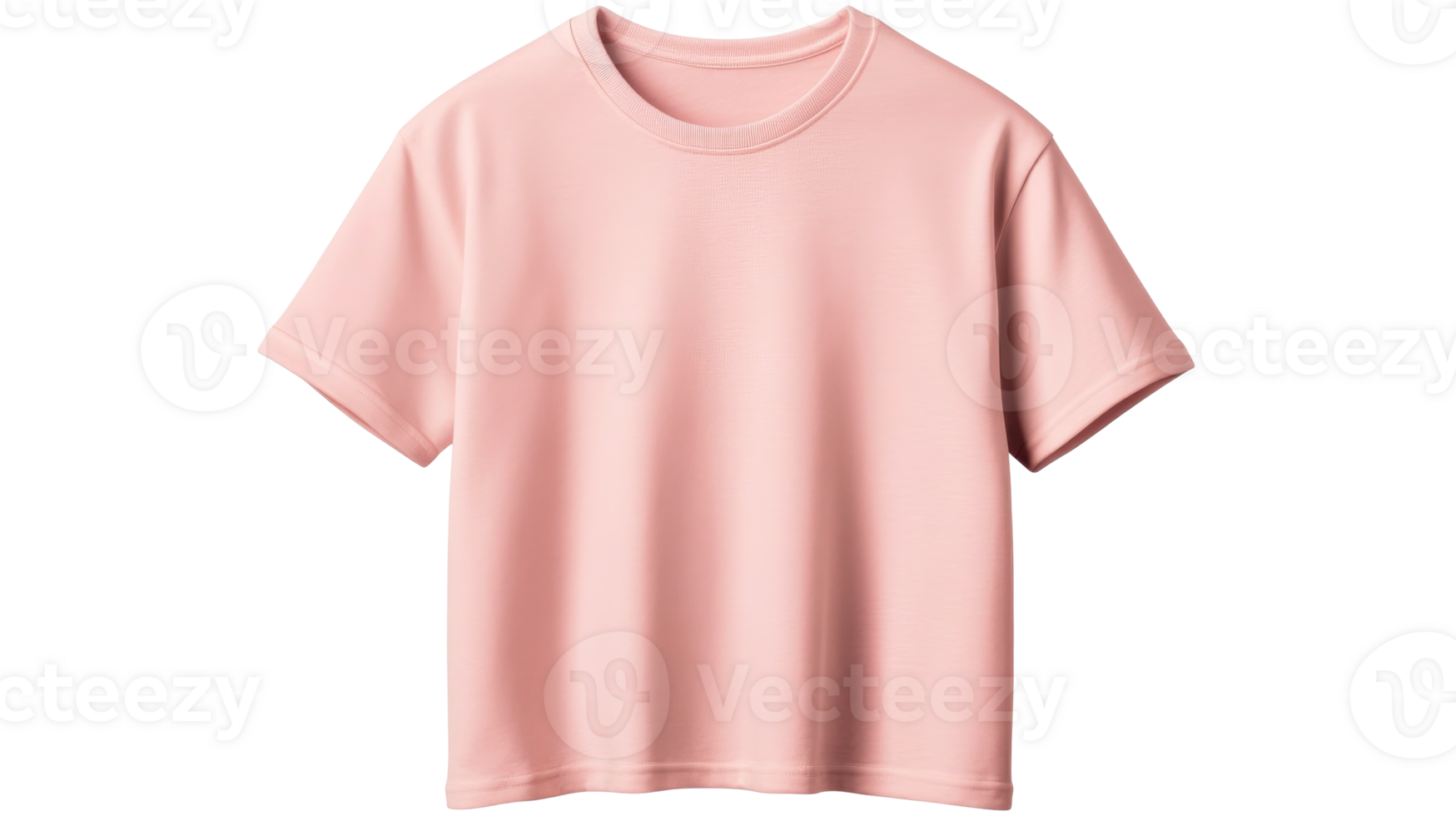 Classic Light Pink T-Shirt Isolated Against a Black Background, cut out transparent png