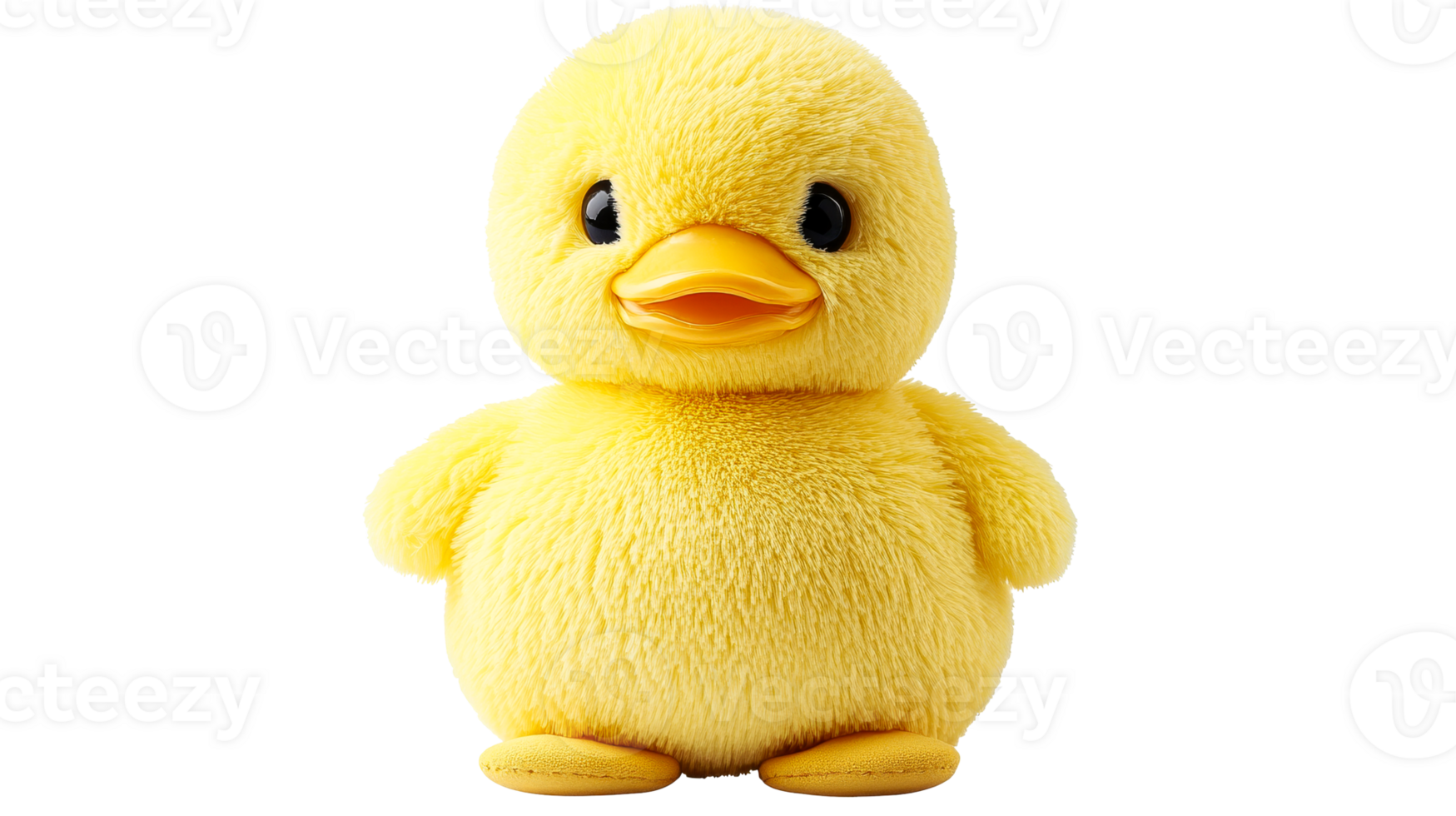 Yellow plush duck, cute, stuffed toy, isolated, present, cut out transparent png