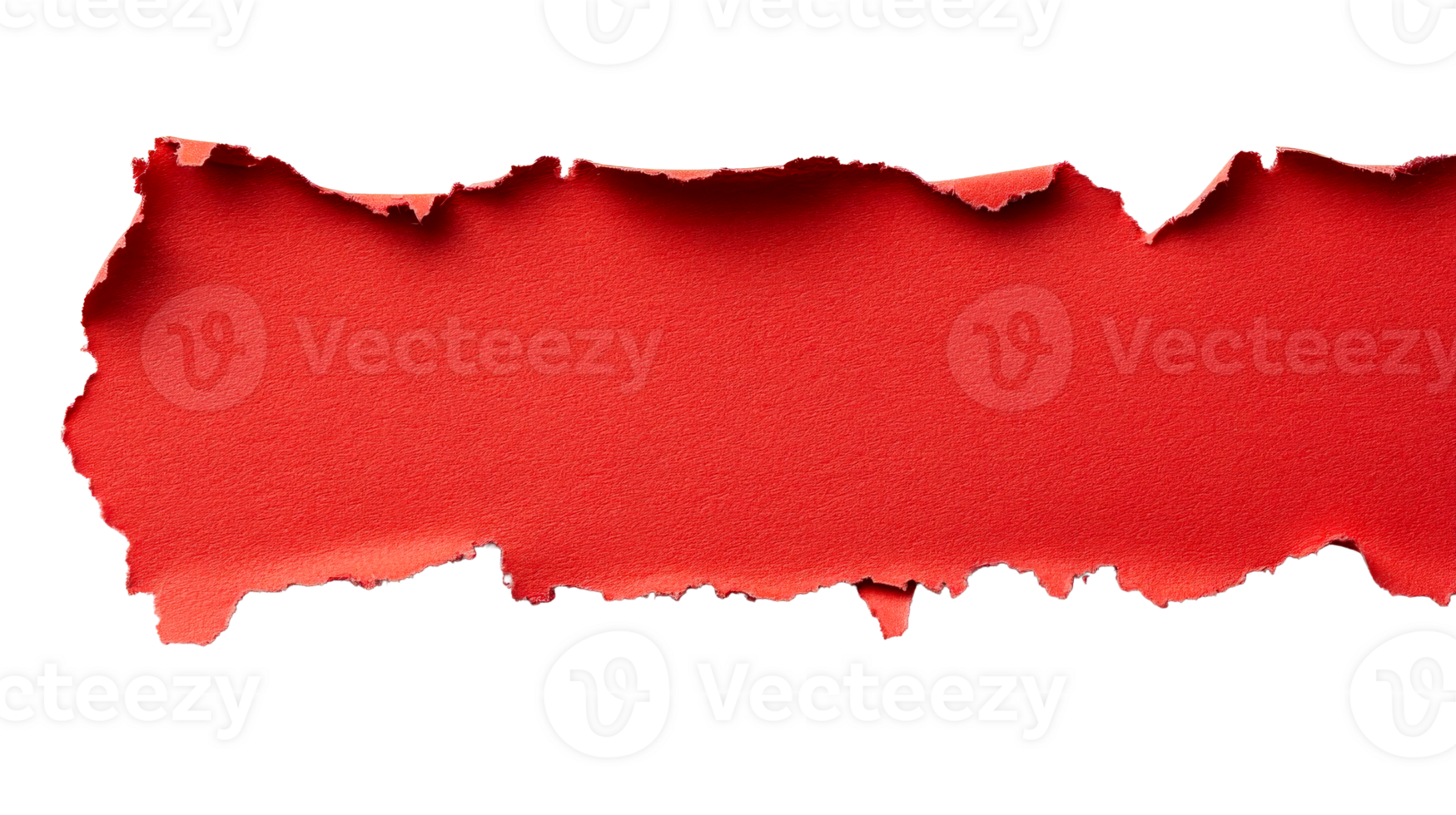 Red torn sheet, paper ragged edge, abstract texture, bright design, cut out transparent png