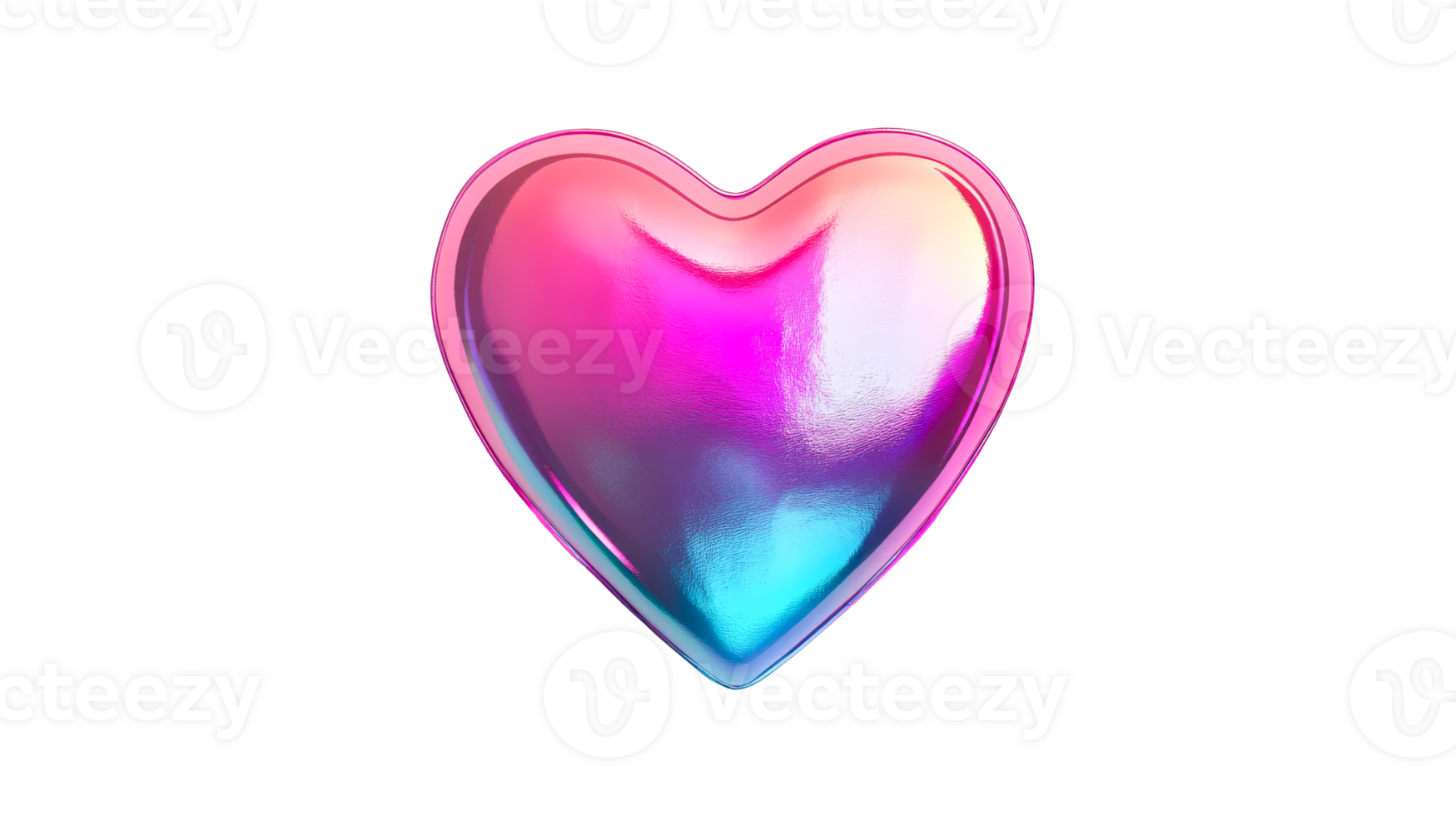 Luminous Heart with Iridescent Glow on Black Background, cut out transparent png