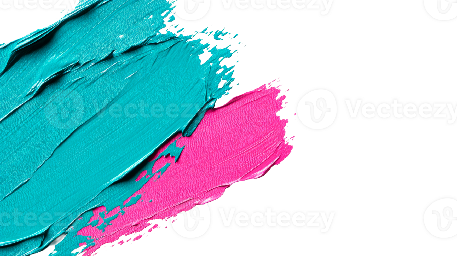 Vibrant strokes of paint in teal and pink, cut out transparent png