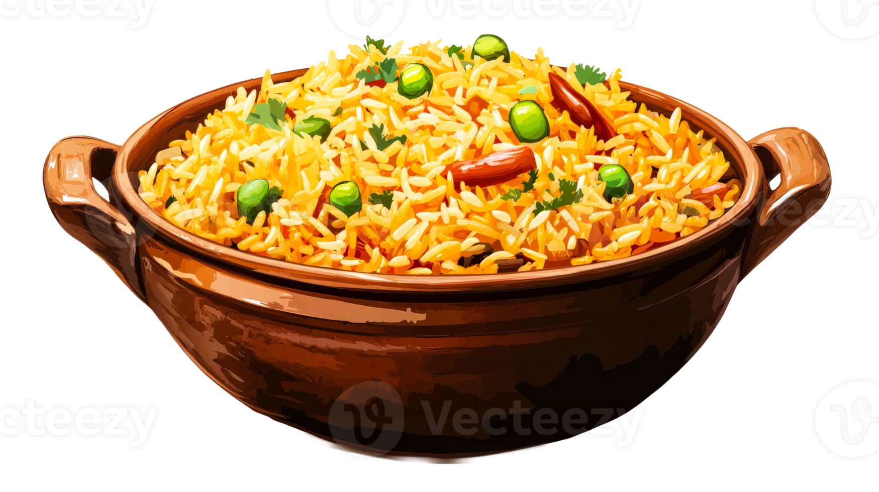 Pilaf bowl artistic dish rice with peas, cut out transparent png